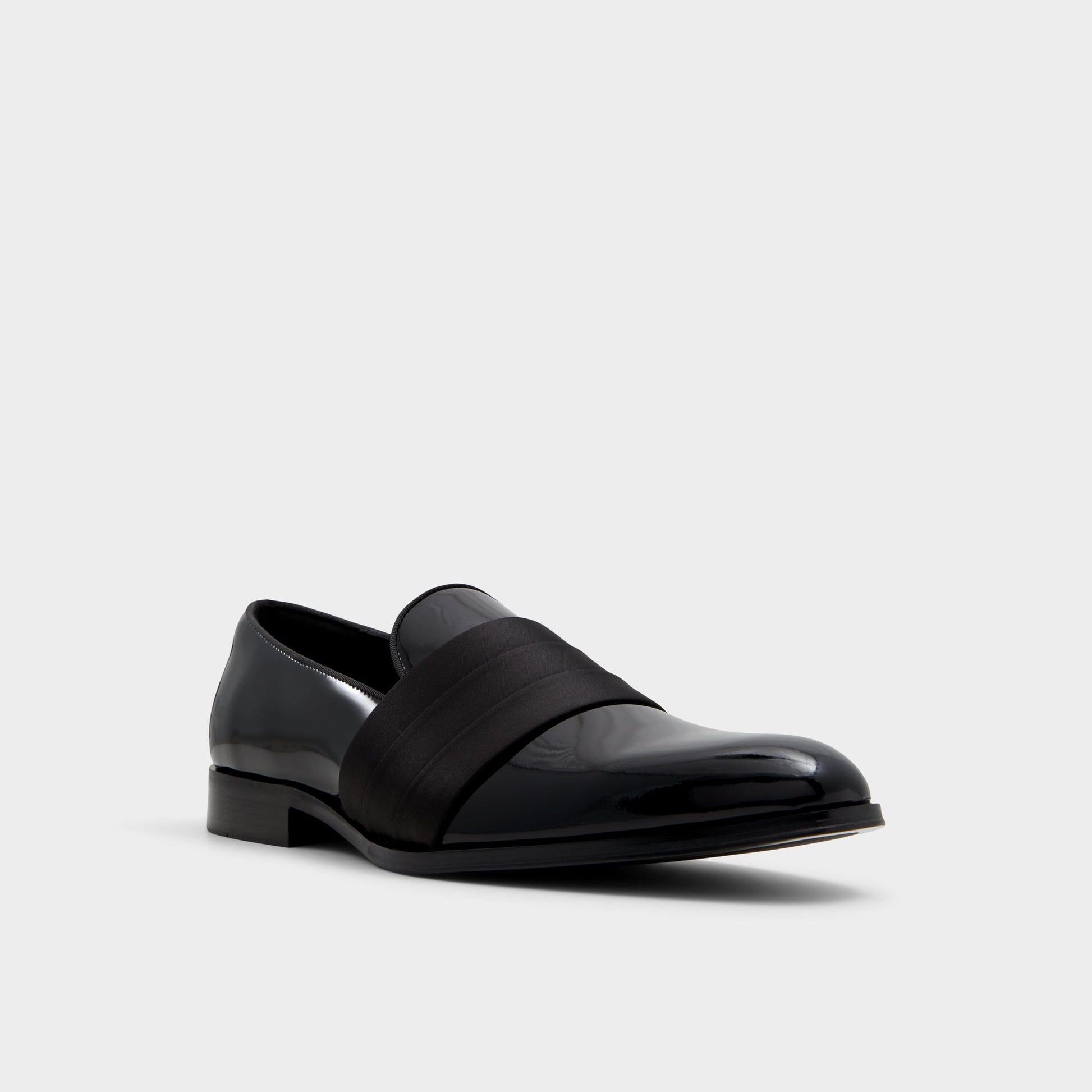 Three-quarter angle of Black Kenny Loafer's front side