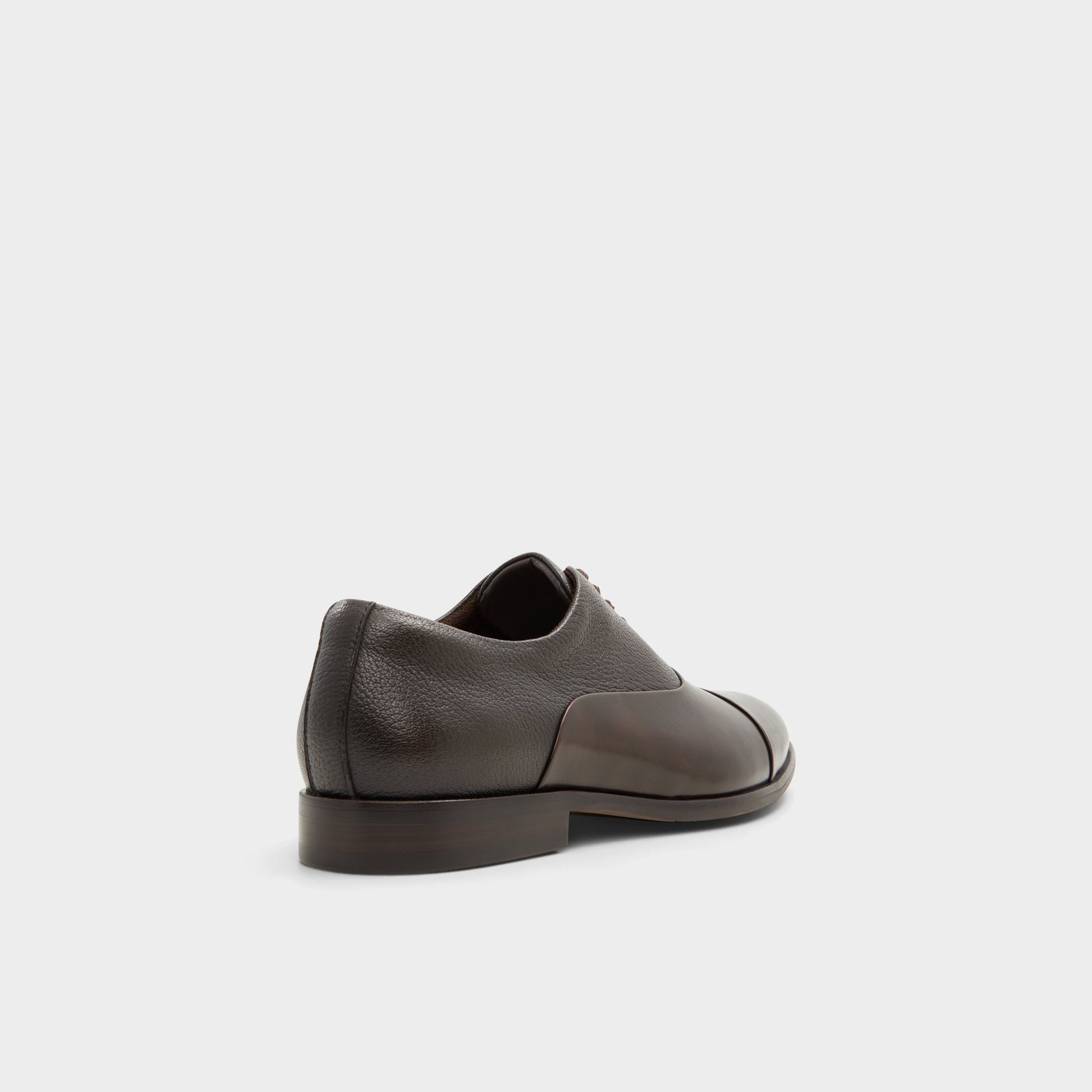 Three-quarter angle of Dark Brown Meekes Oxford shoe's back side