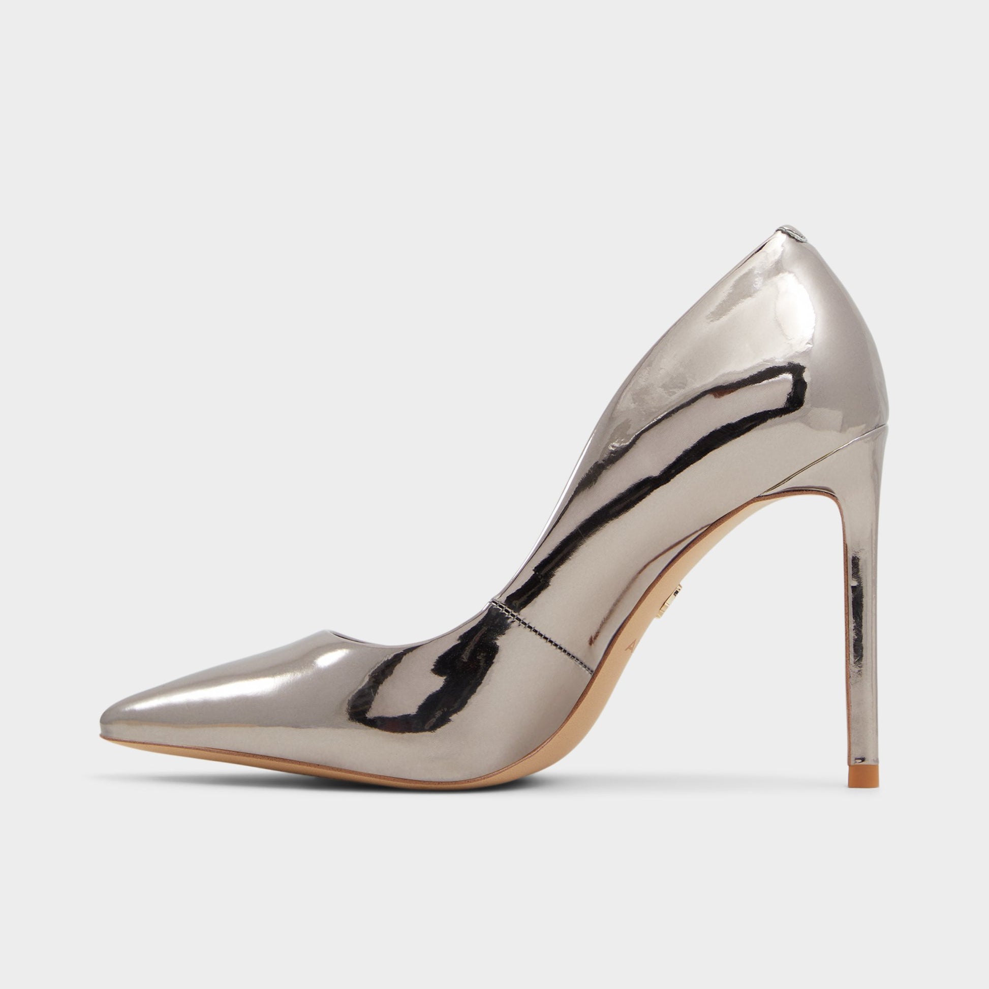 Side view of Pewter Stessy2.0 Pump