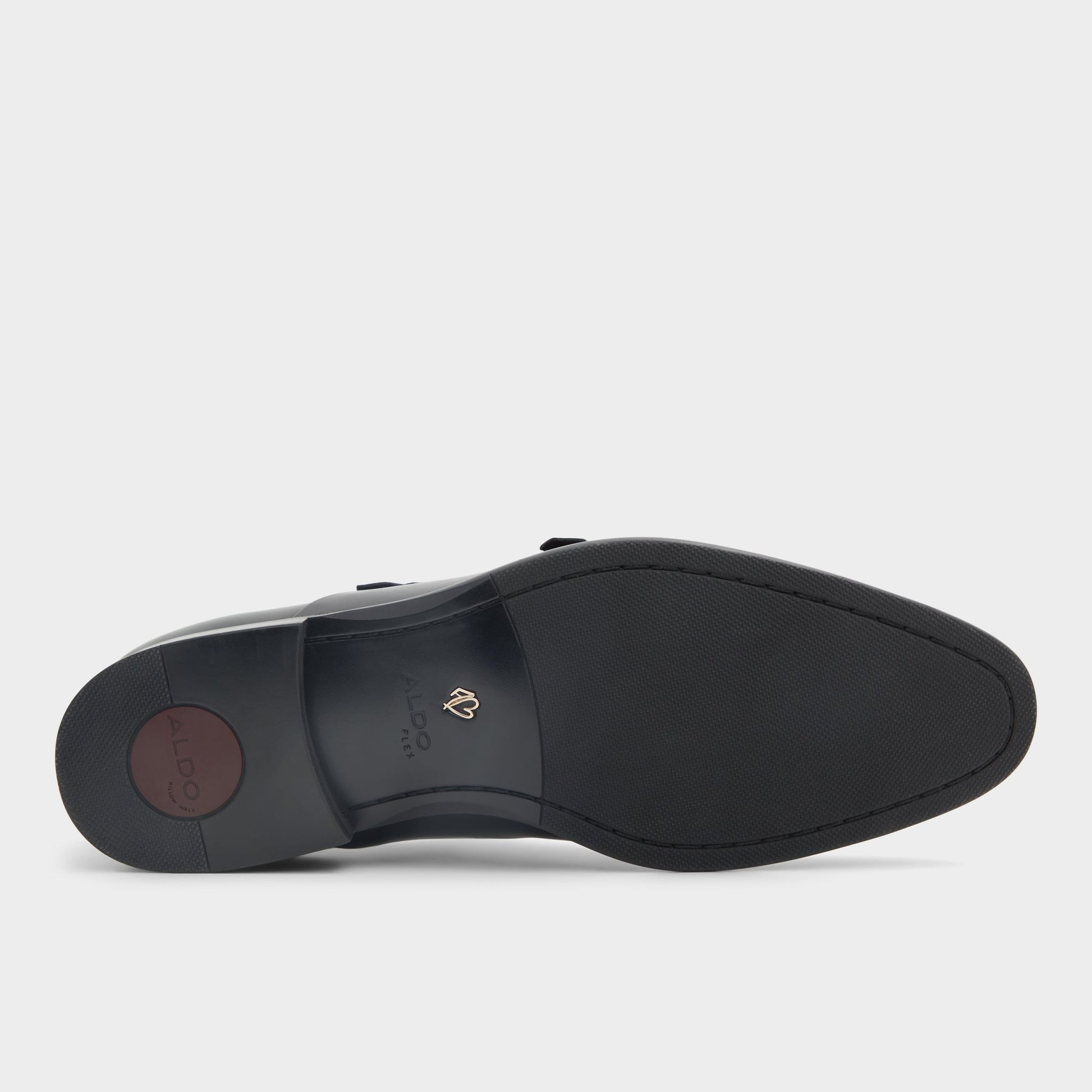 View of Black Neco Monkstrap loafer's sole