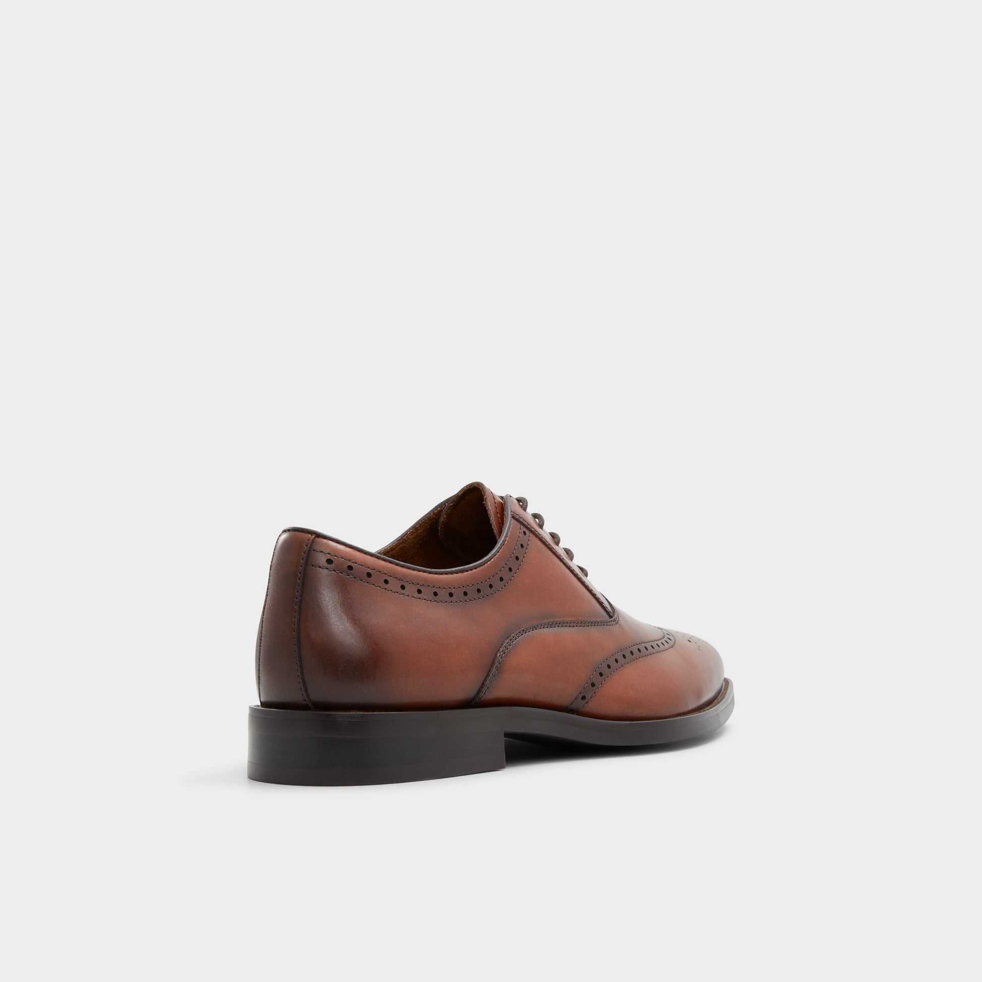 Three-quarter angle of Cognac Donald Derby shoe's back side