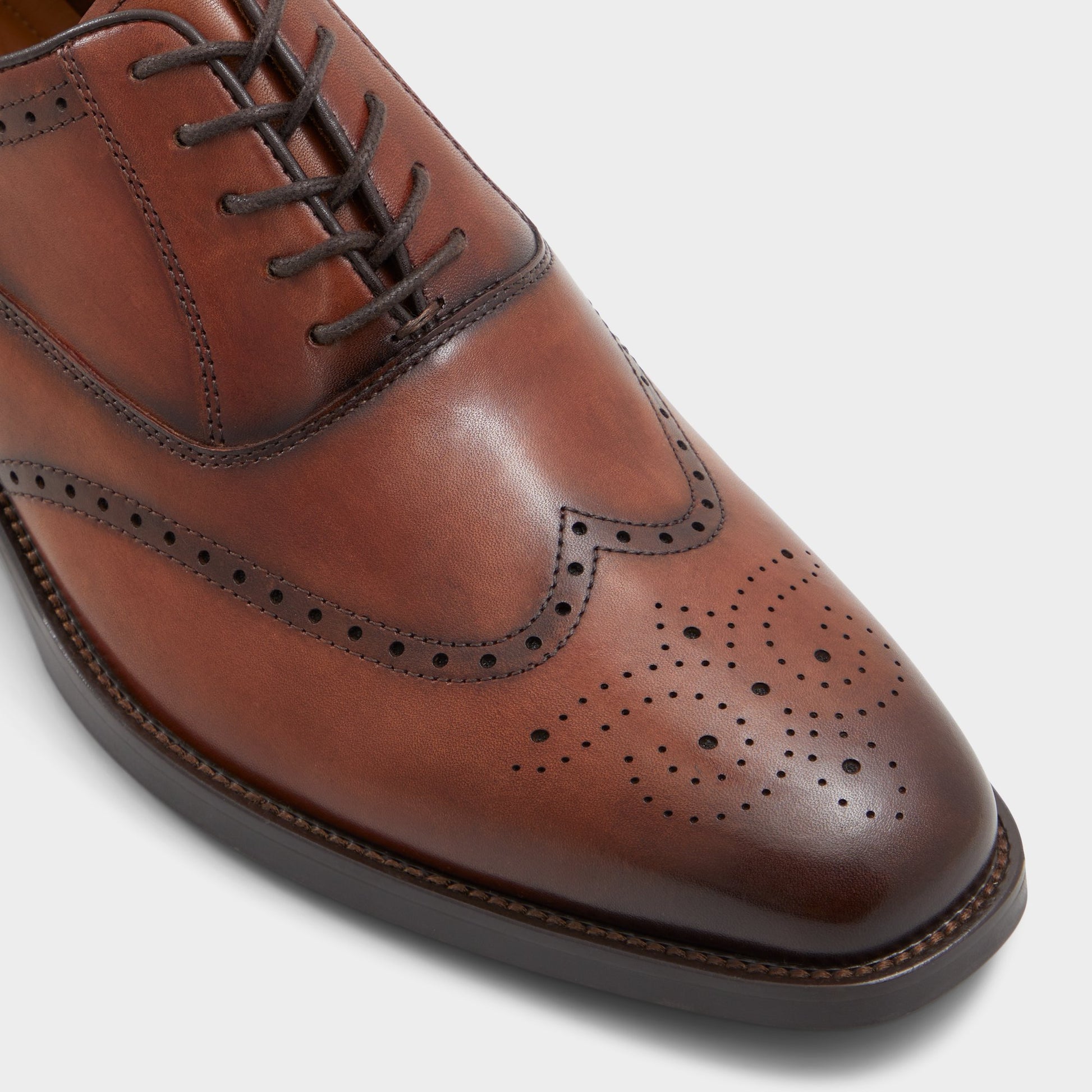 Close-up of the Cognac Donald Derby shoe