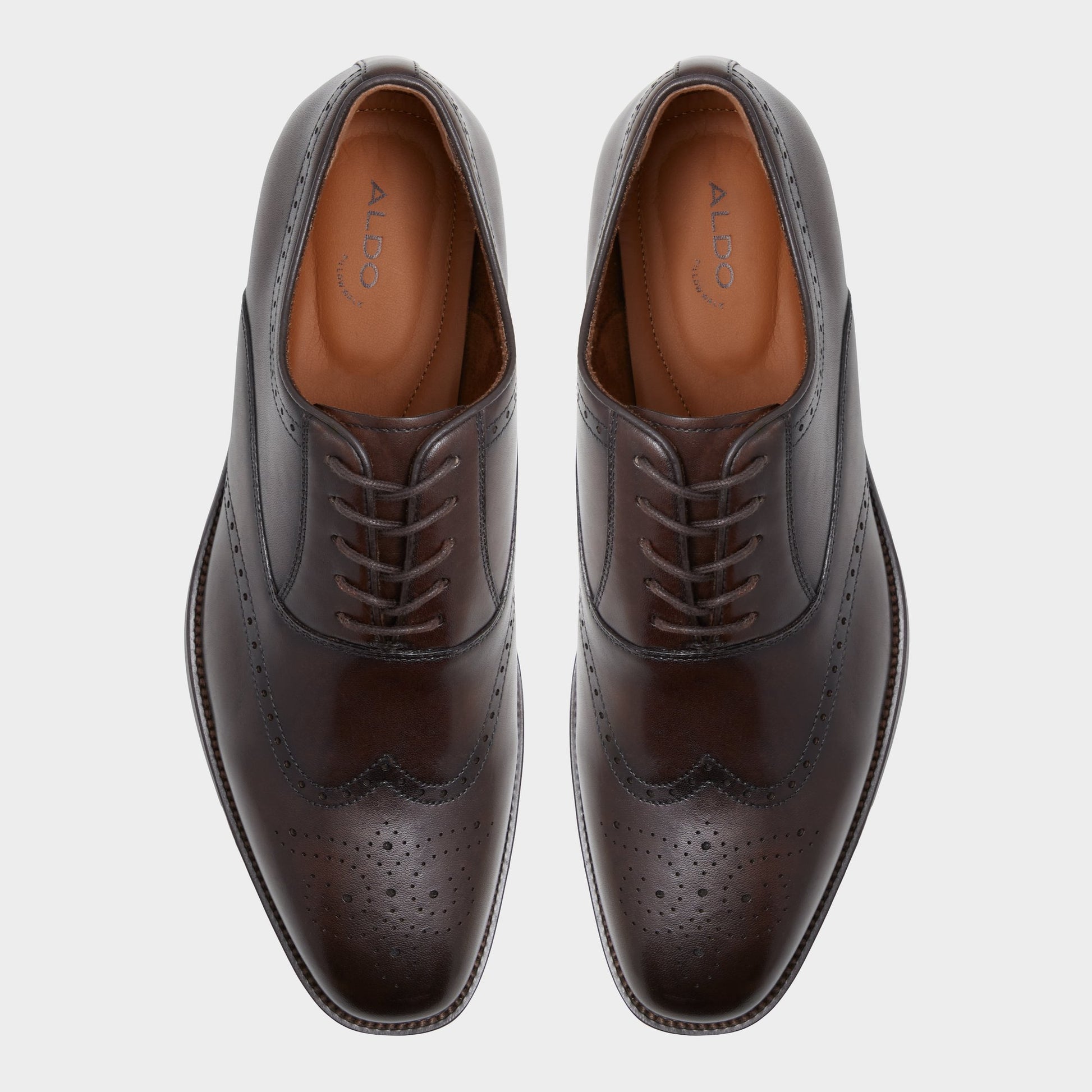 Top-down view of the Dark Brown Donald Derby shoe