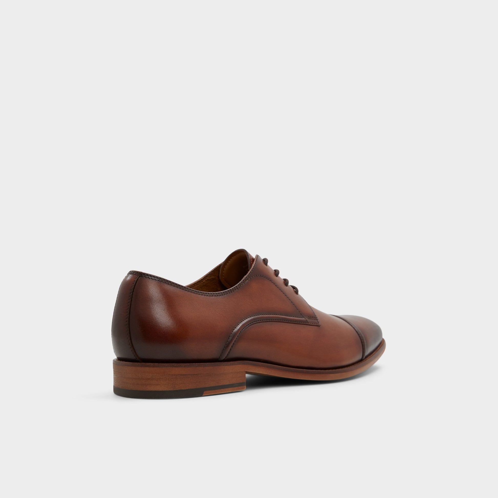 Three-quarter angle of Cognac Drayson Derby shoe's back side