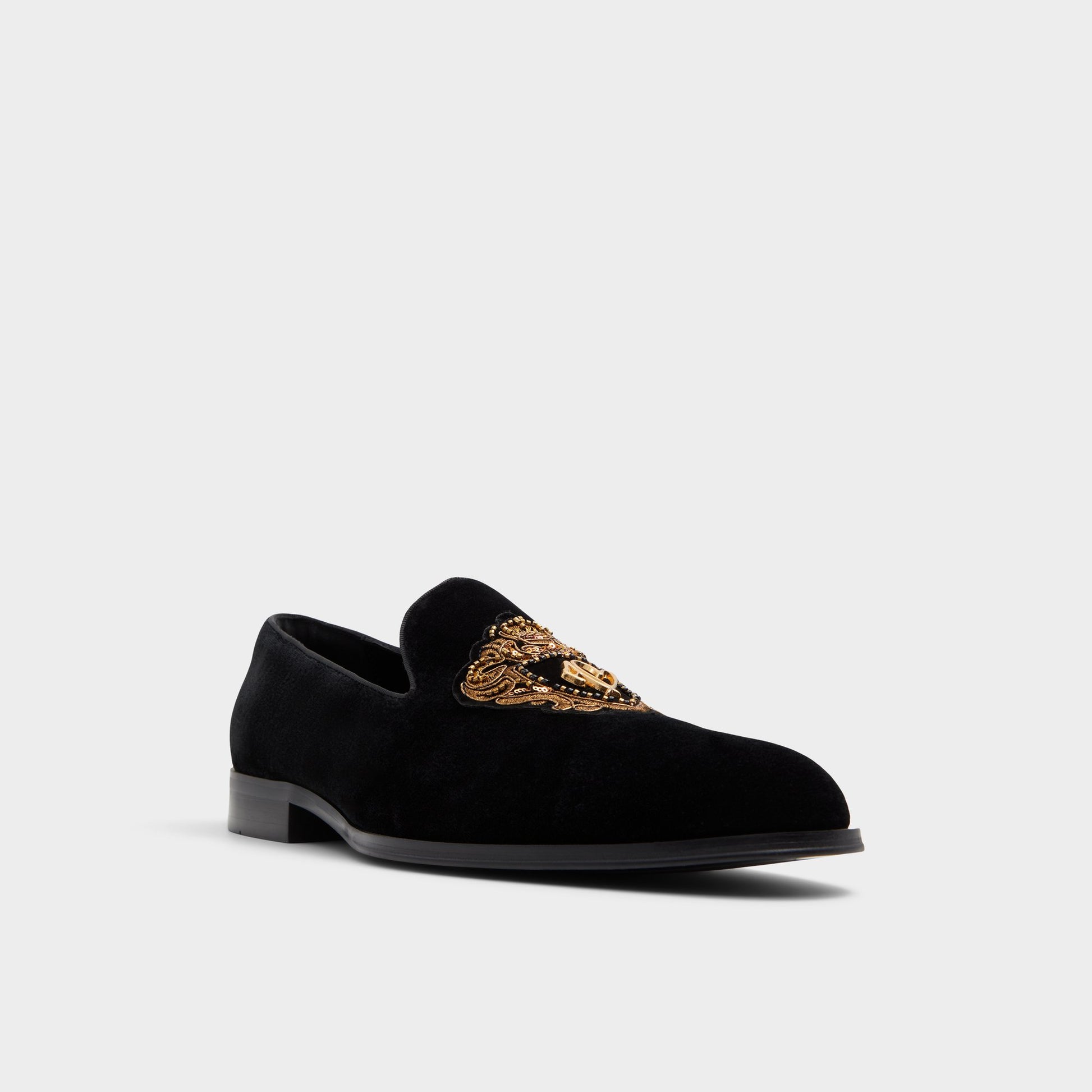 Three-quarter angle of Black Crestin Loafer's front side