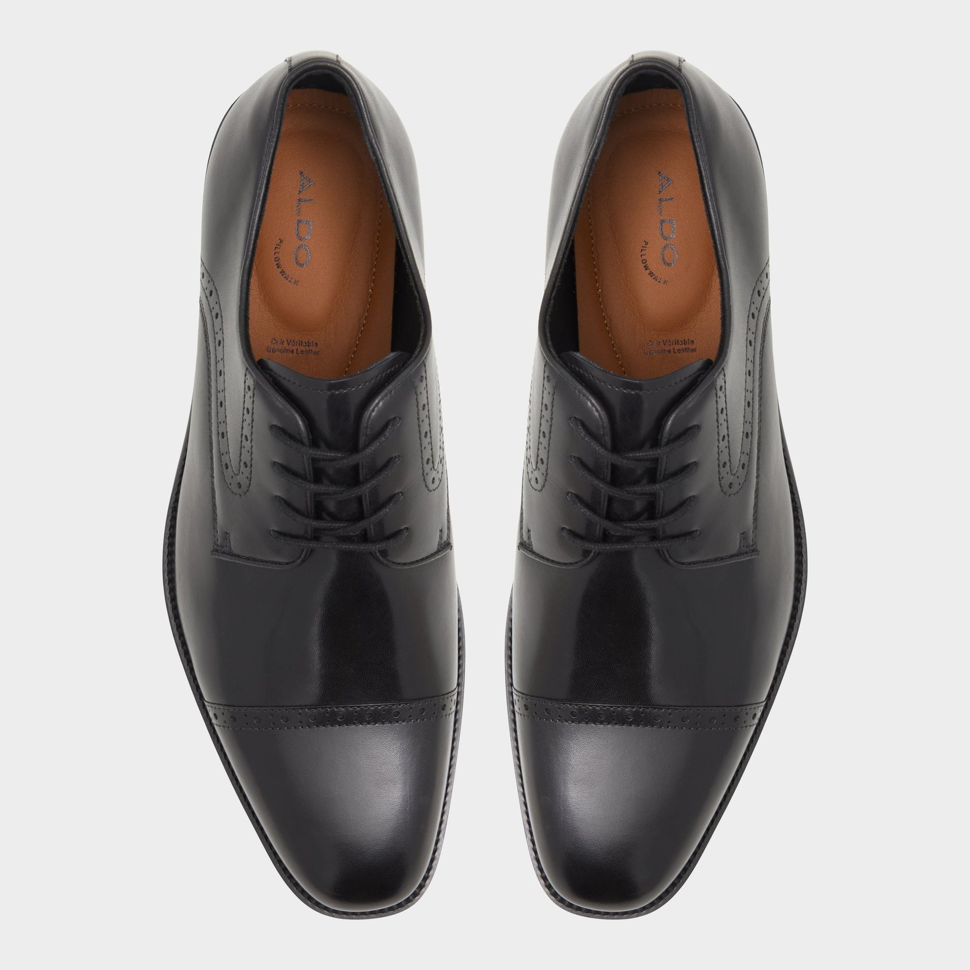 Top-down view of the Black Bronko Derby shoe