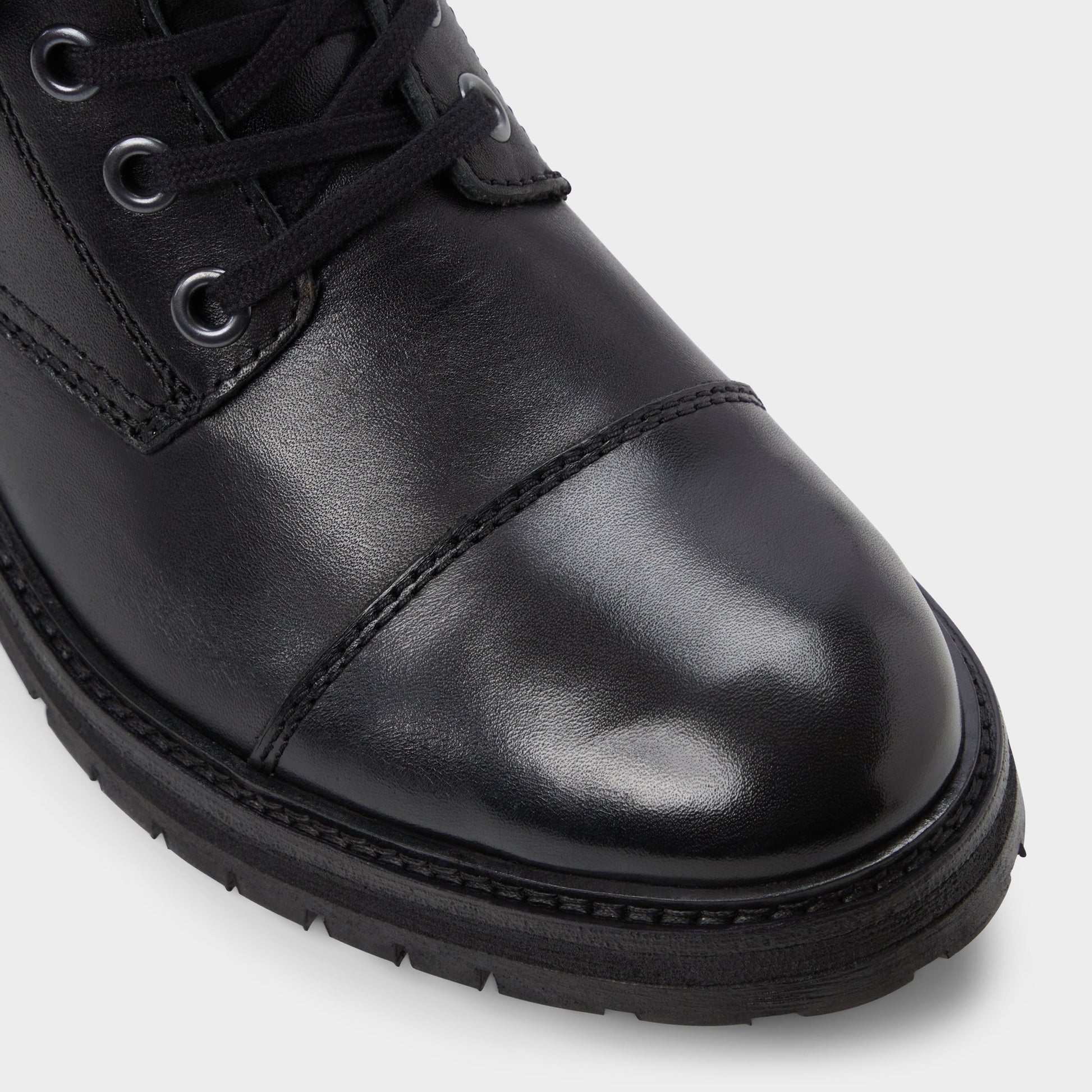 Close-up of the Black Sevigo Combat ankle boot