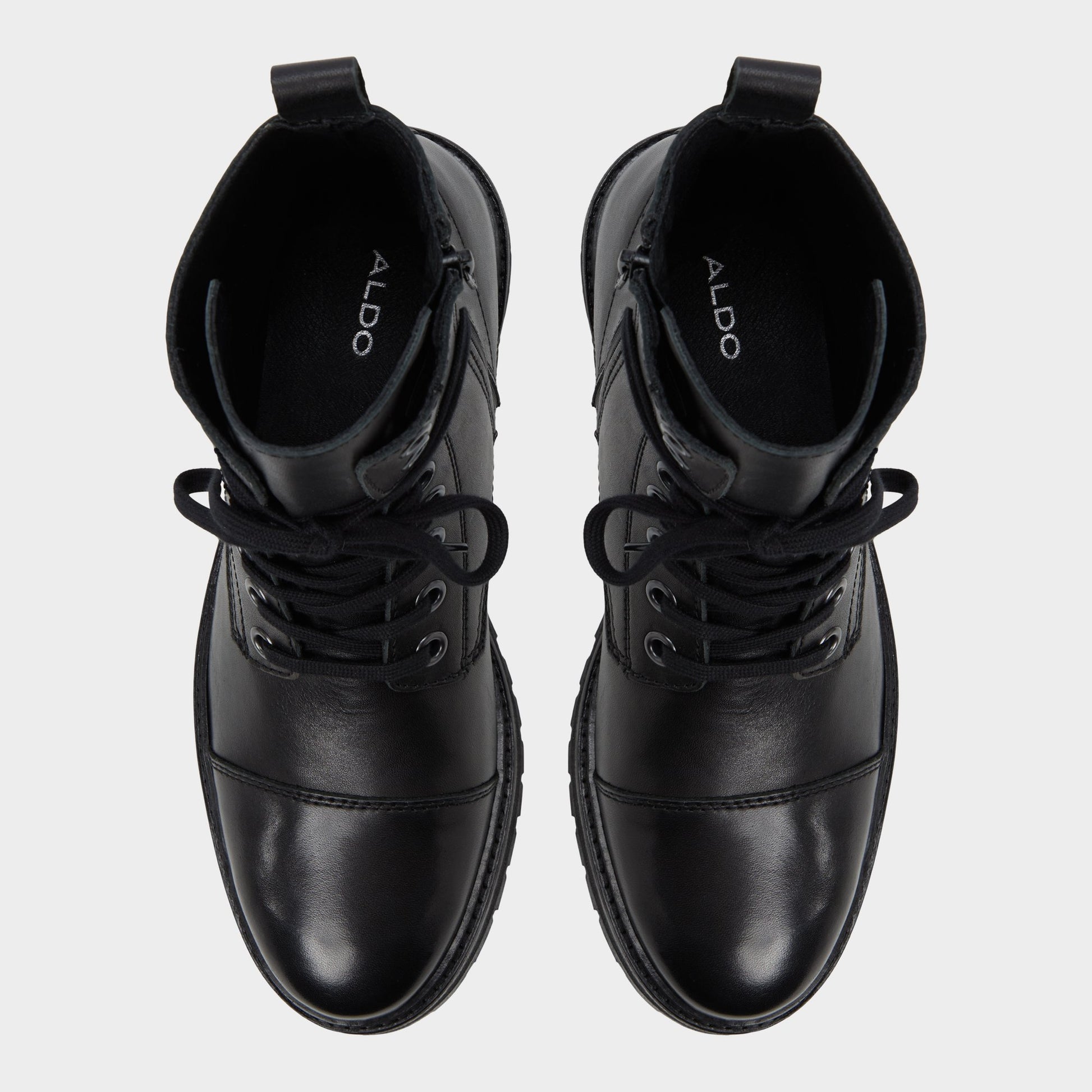 Top-down view of the Black Sevigo Combat ankle boot