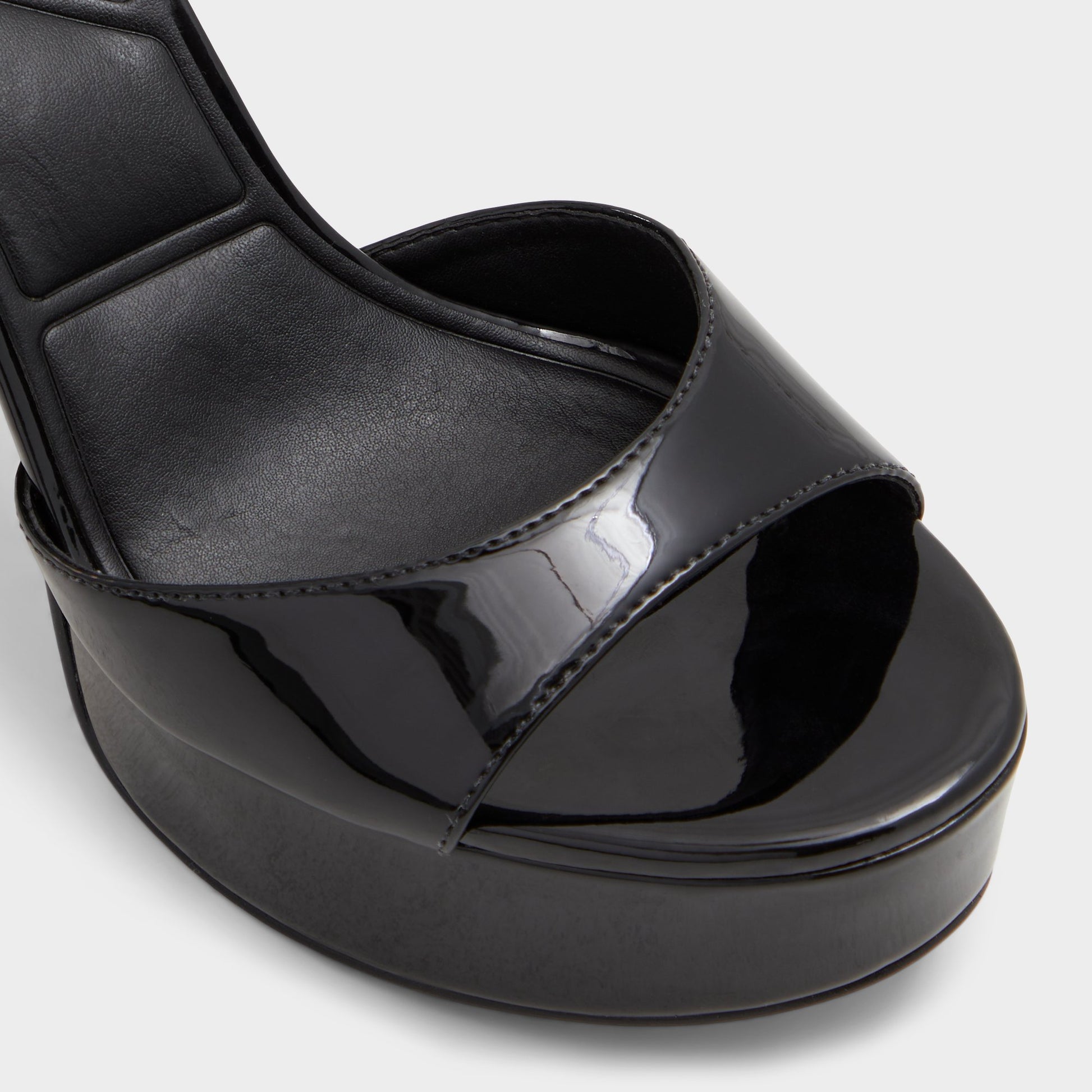 Close-up of the Black Valoria Strappy heeled sandal