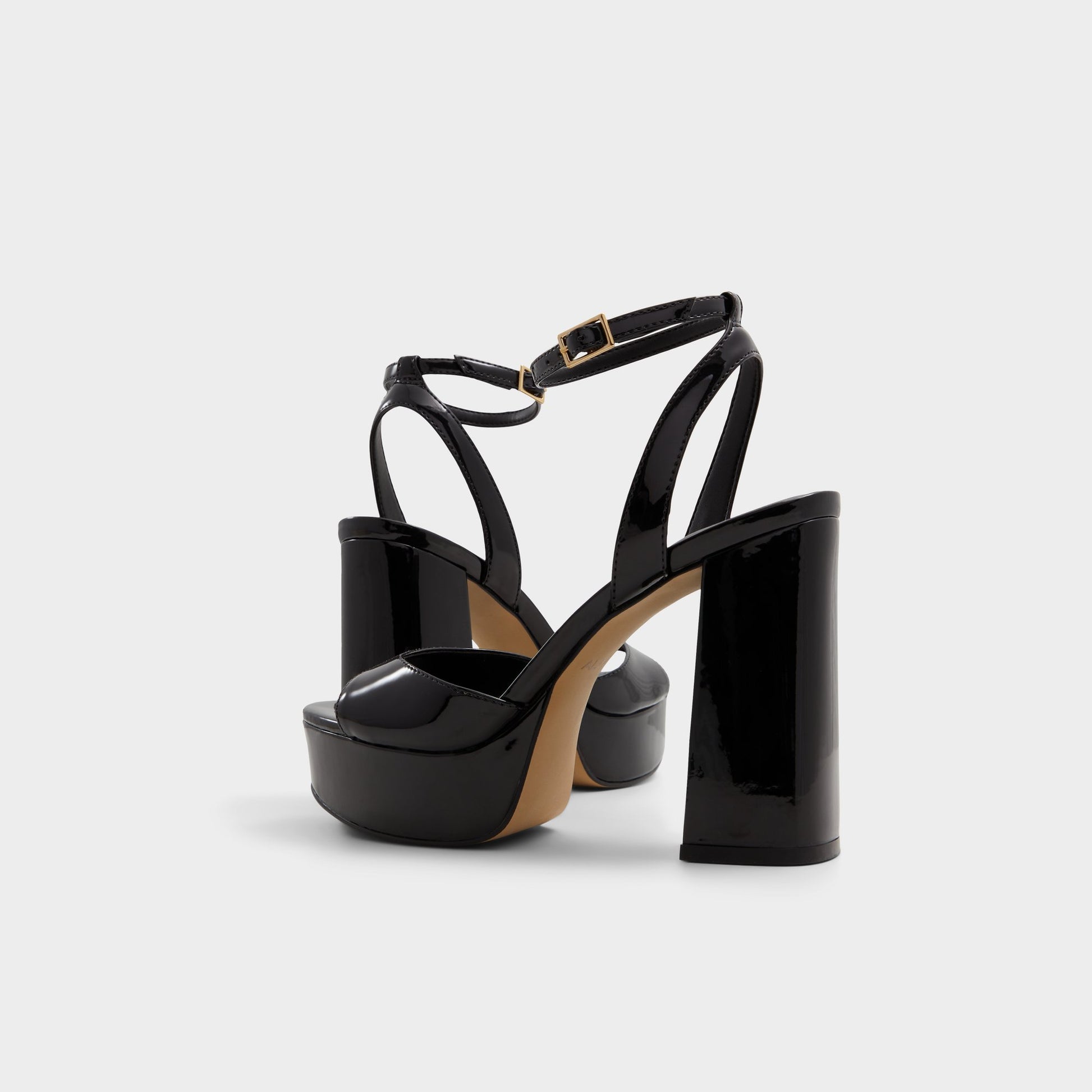 Highlighted view of a pair of Black Valoria Strappy heeled sandals