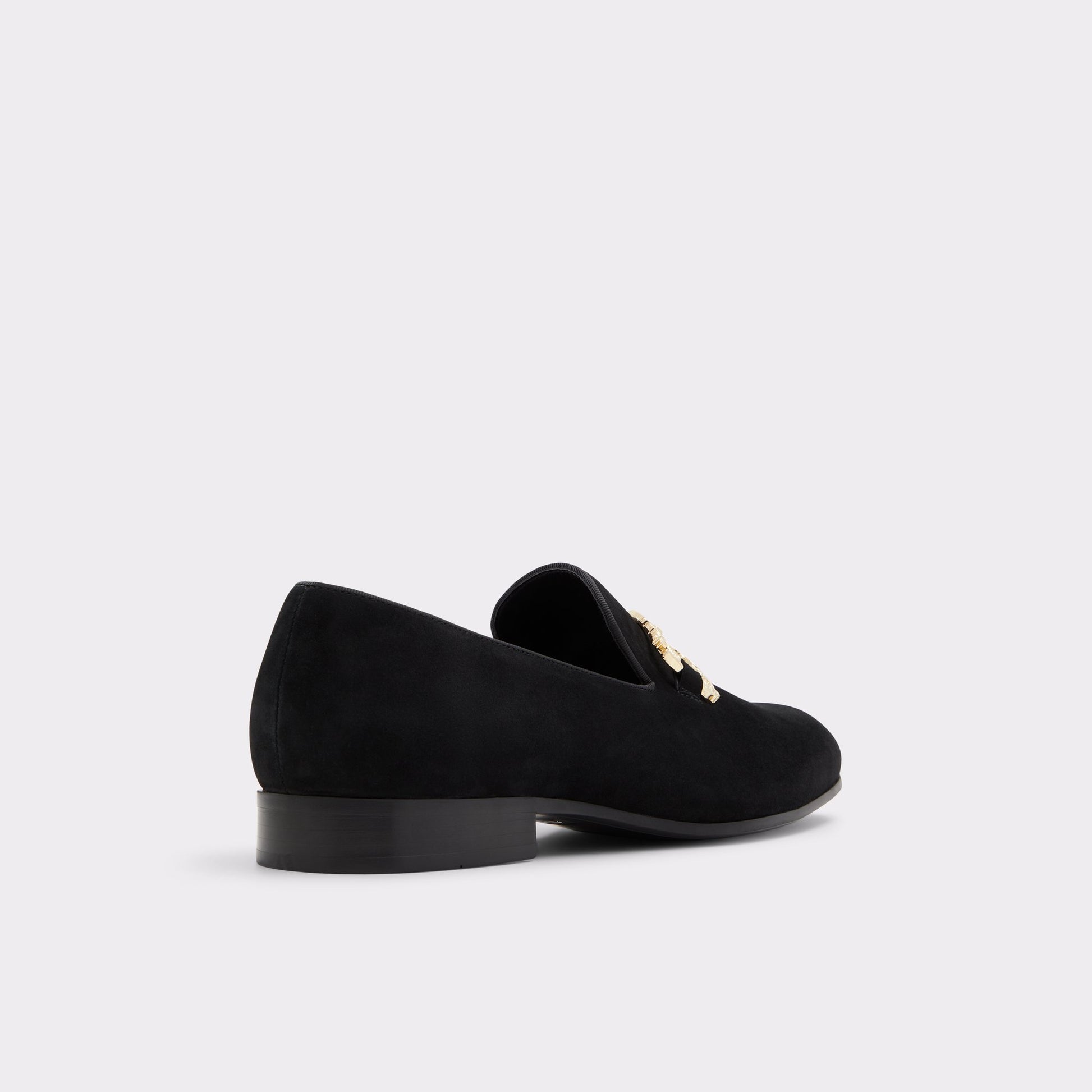 Three-quarter angle of Black Domenic Loafer's back side