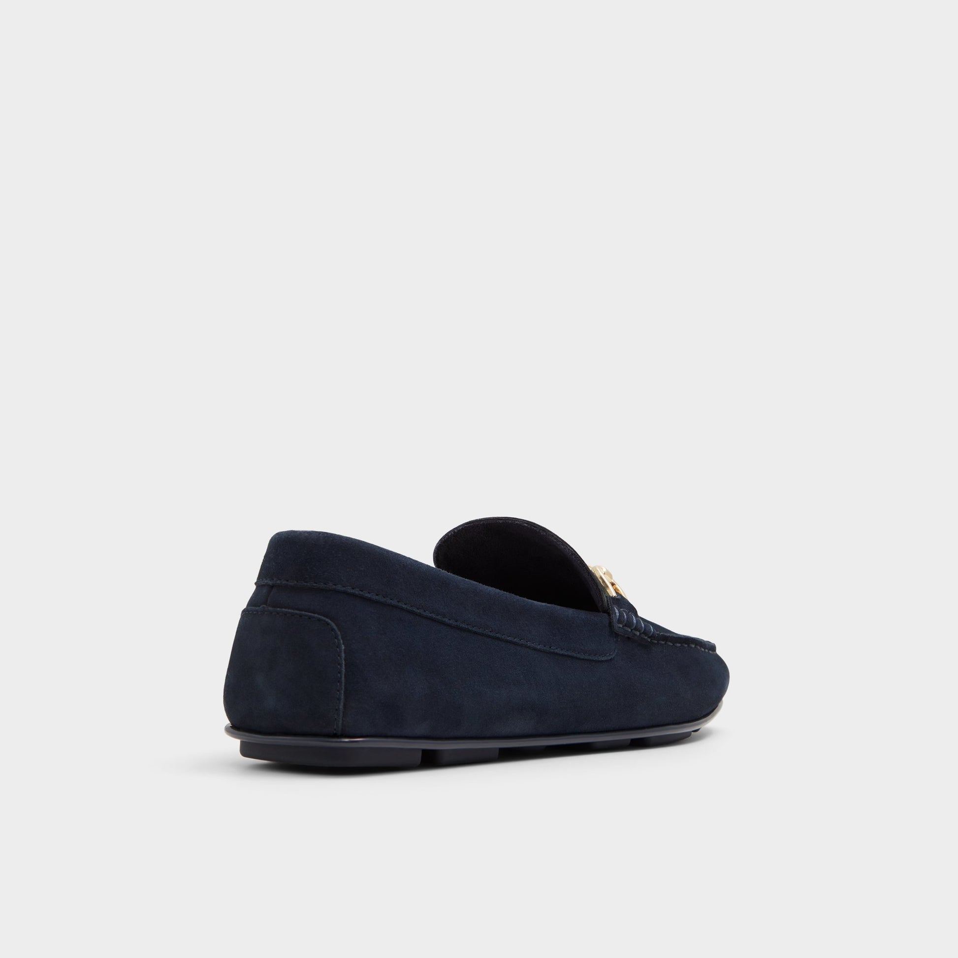 Three-quarter angle of Navy Spanner Driving shoe's back side