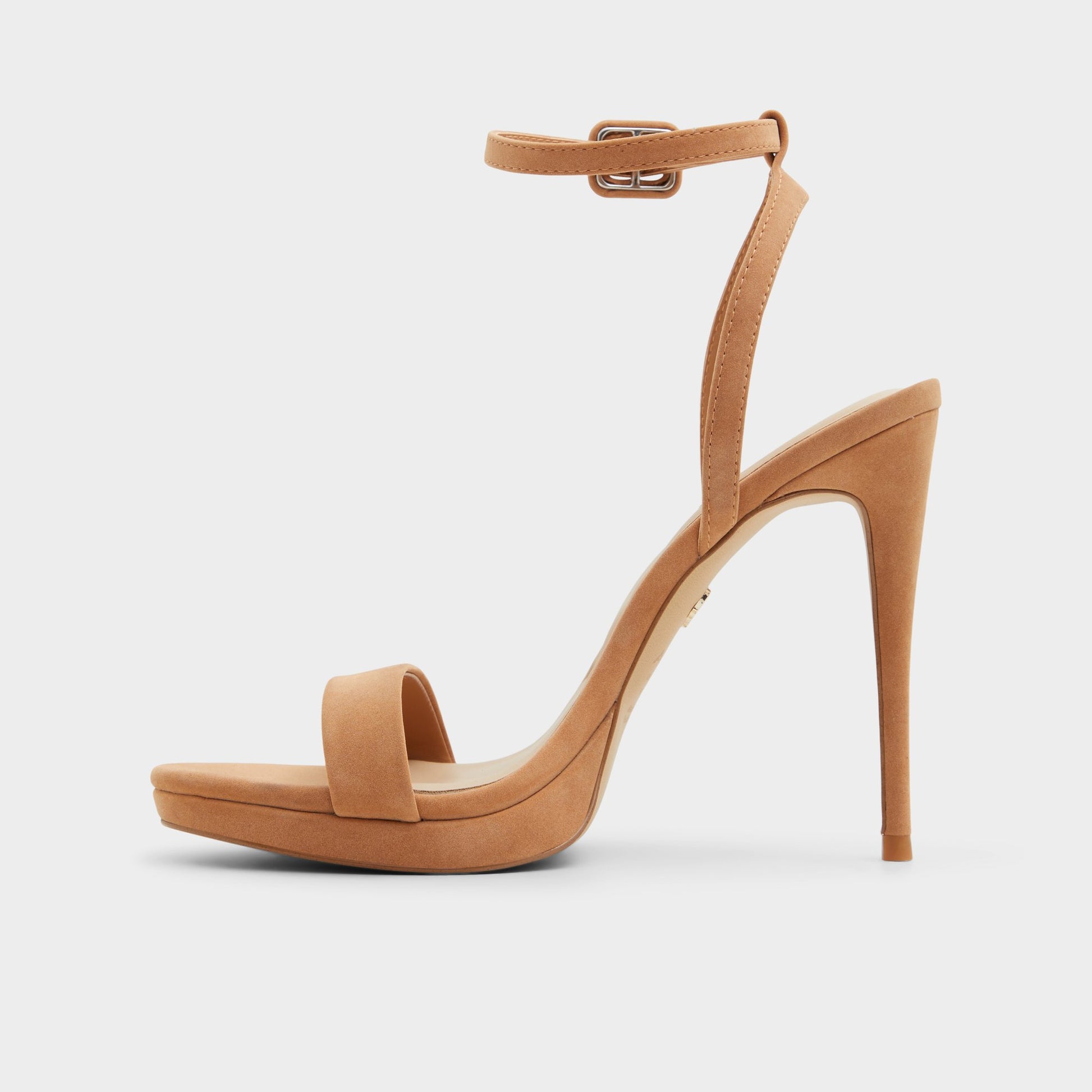 Side view of Other Dark Beige Katelina Strappy heeled sandal