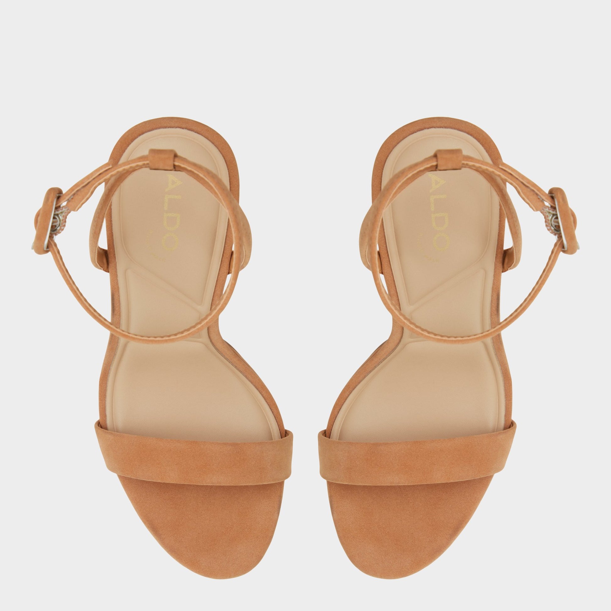 Top-down view of the Other Dark Beige Katelina Strappy heeled sandal