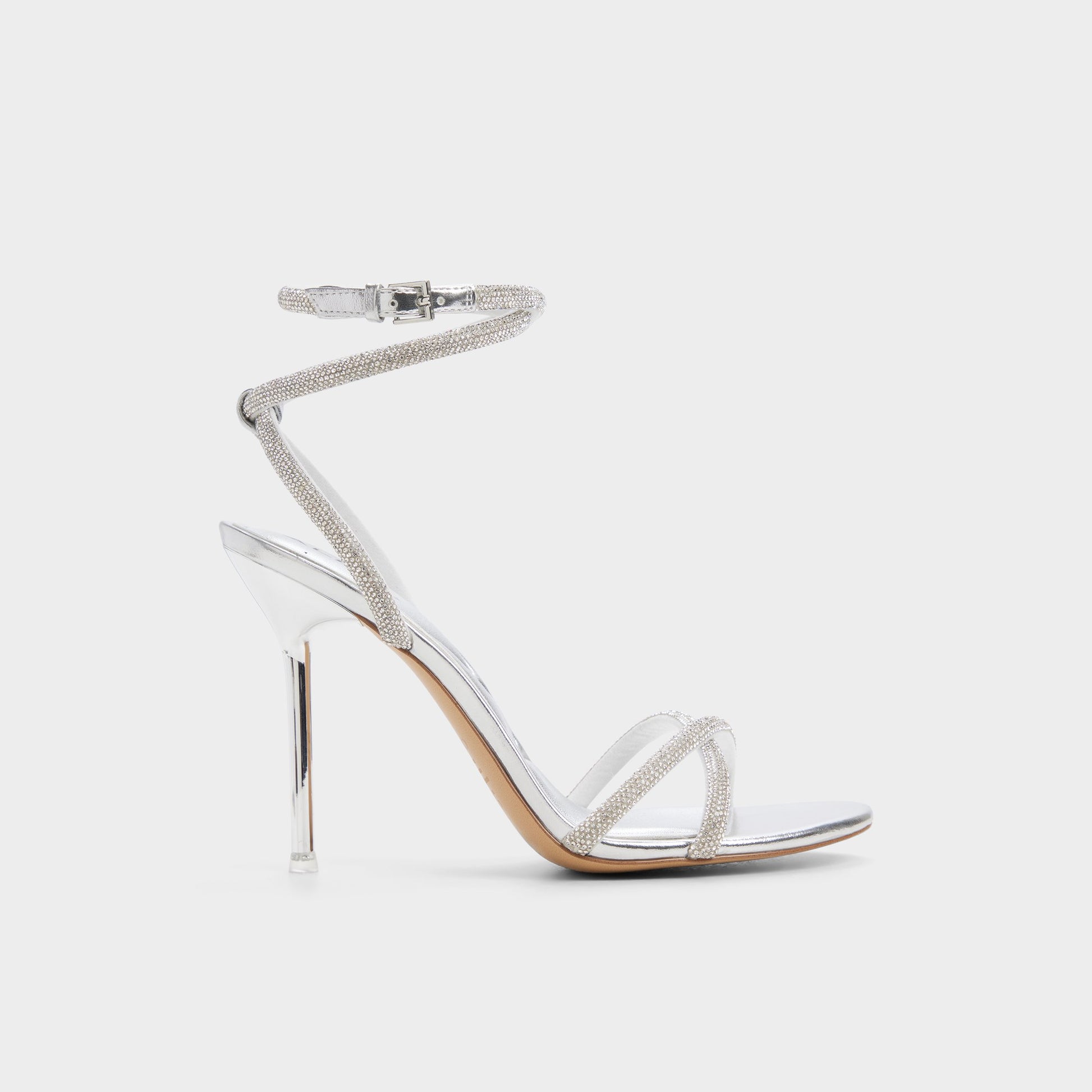Main View of Silver Manaelden Strappy heeled sandal for Womens