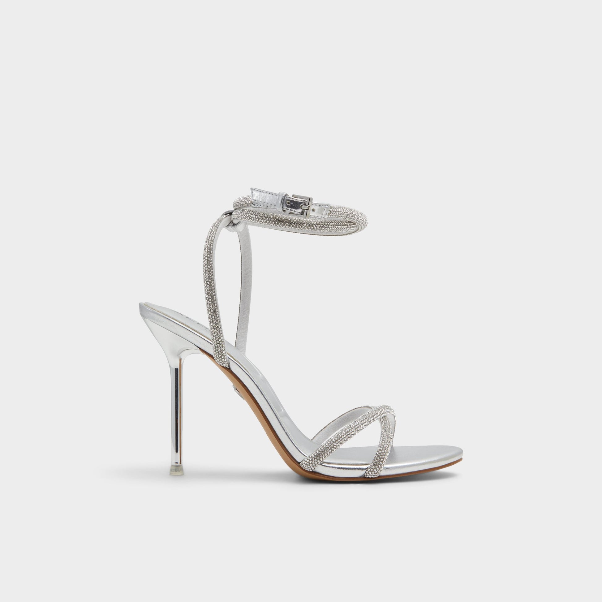Main View of Silver Manaelden Strappy heeled sandal for Womens