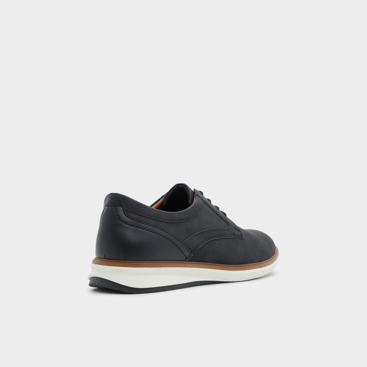Three-quarter angle of Black Burano Oxford shoe's back side