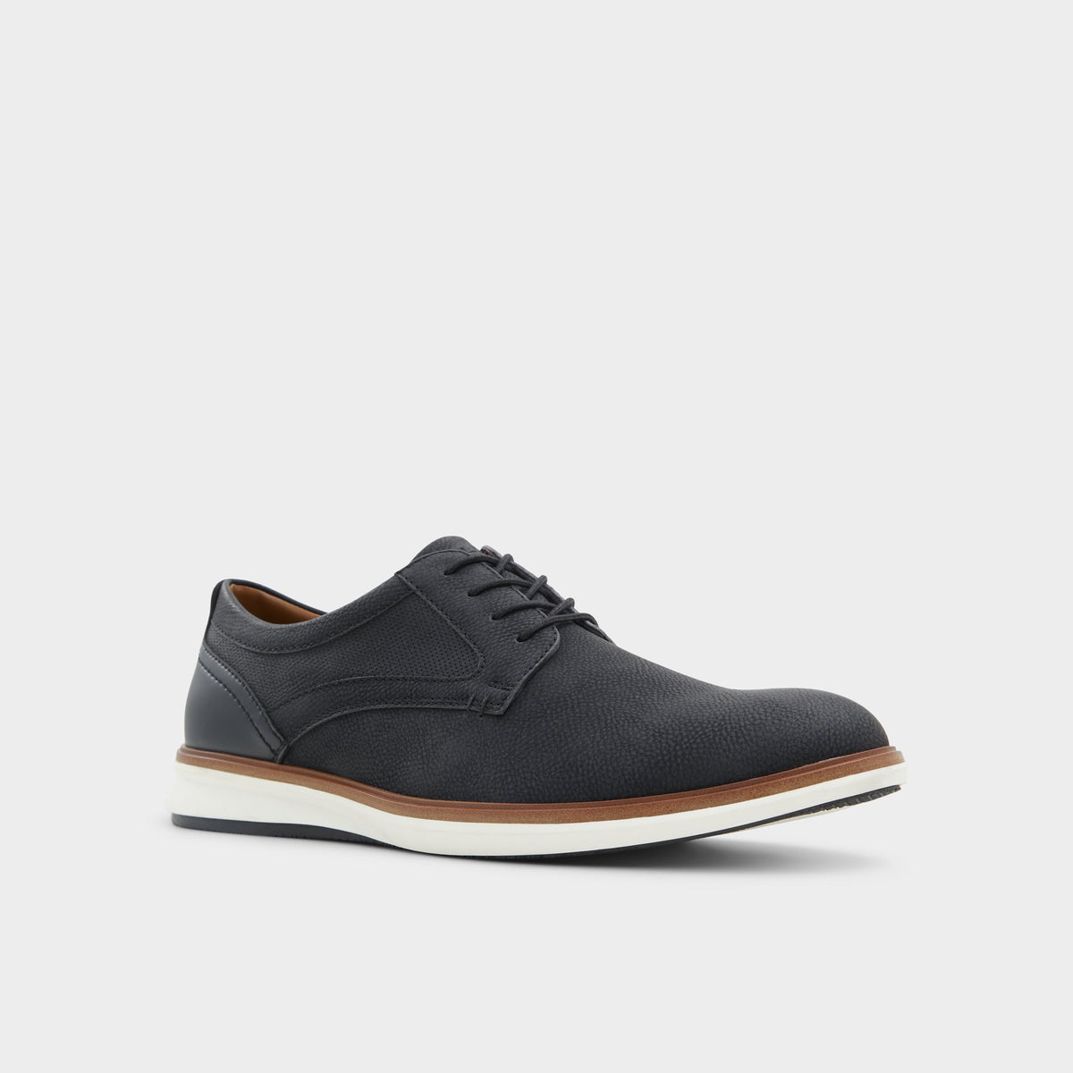 Three-quarter angle of Black Burano Oxford shoe's front side