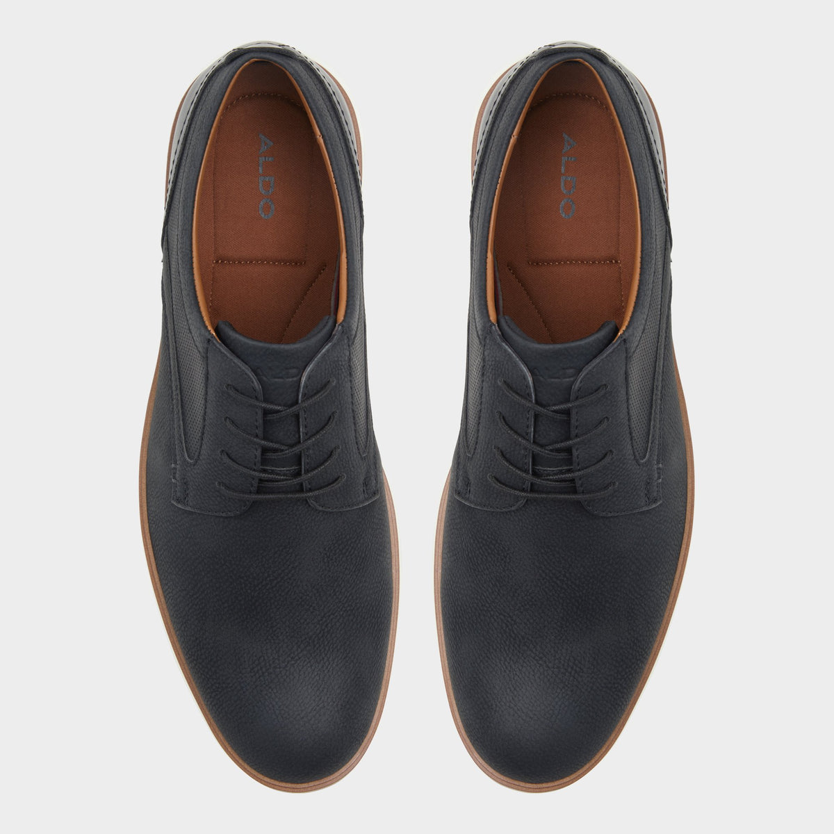 Top-down view of the Black Burano Oxford shoe
