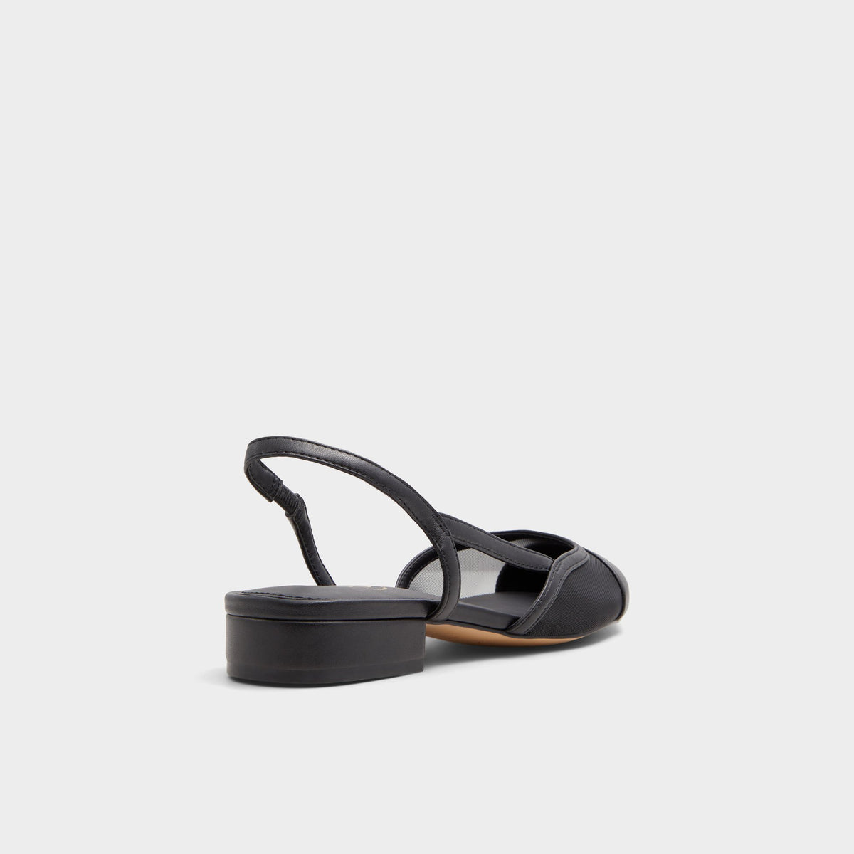Three-quarter angle of Black Clementinne Slingback heel's back side
