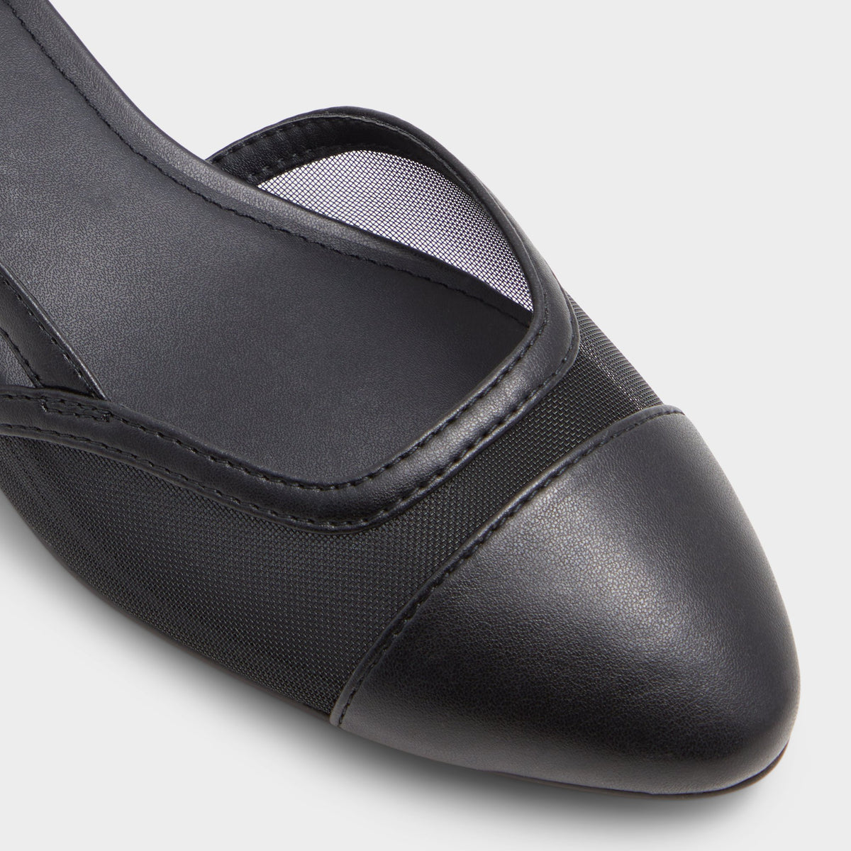 Close-up of the Black Clementinne Slingback heel