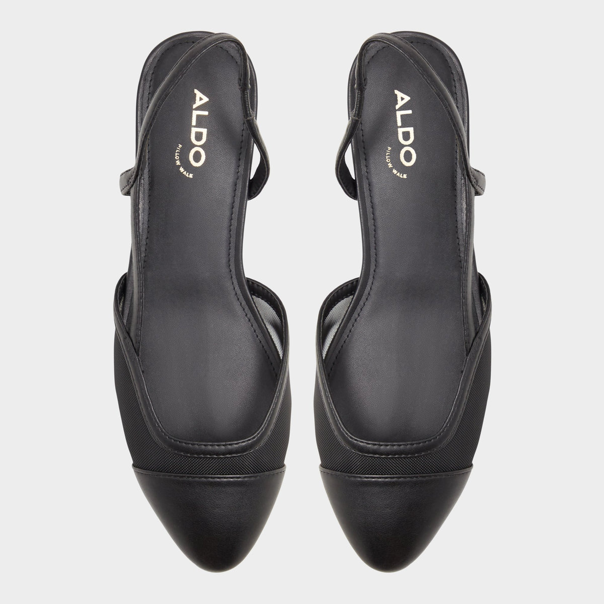 Top-down view of the Black Clementinne Slingback heel