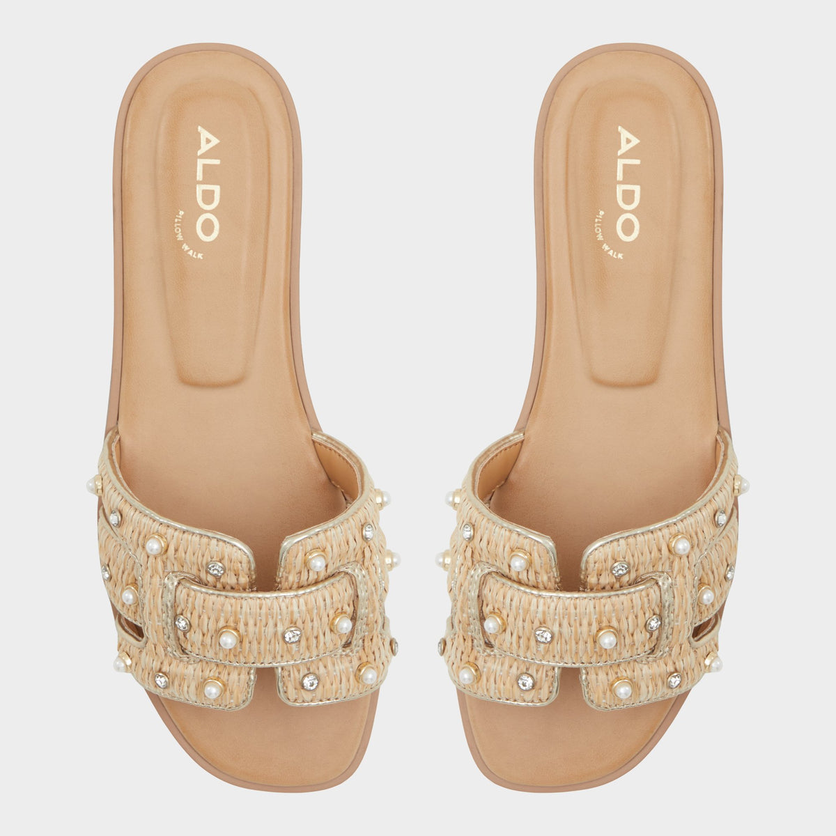 Top-down view of the Beige Combo Elenaa Slide sandal