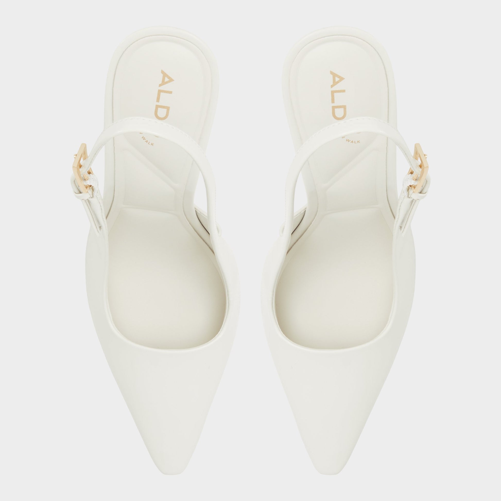 Top-down view of the White/Bone Marysa Slingback heel