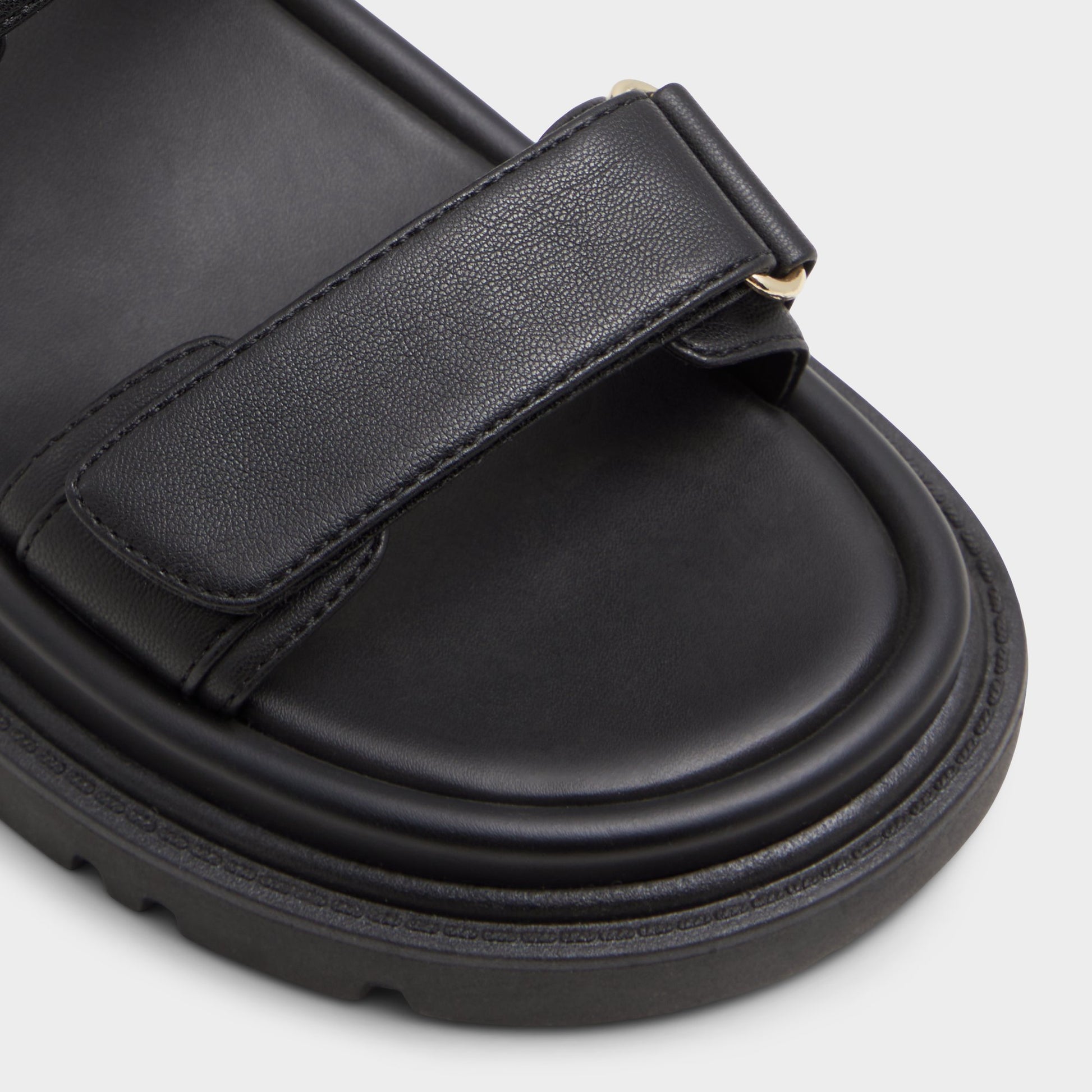Close-up of the Black Linette Footbed sandal