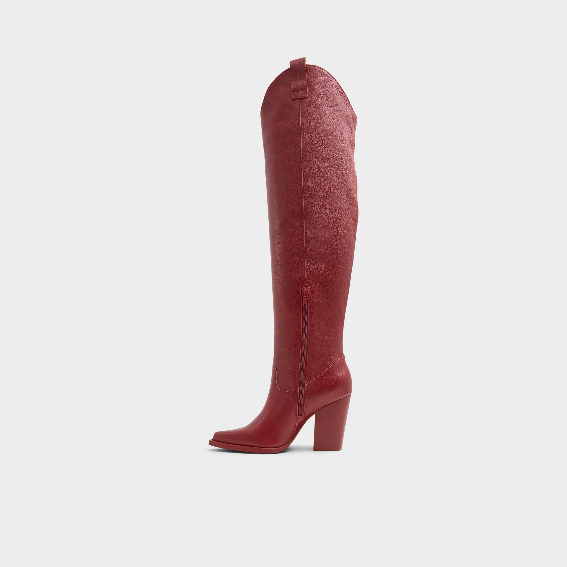 Side view of Bordo Beatrine Over-the-knee boot