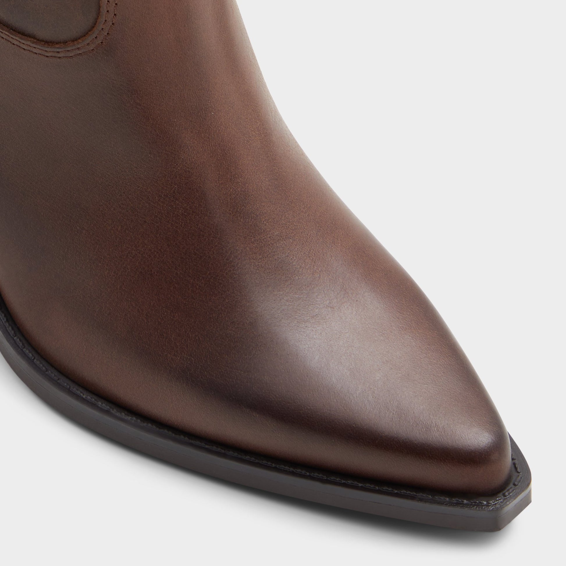 Close-up of the Brown Nevada Western knee-high boot