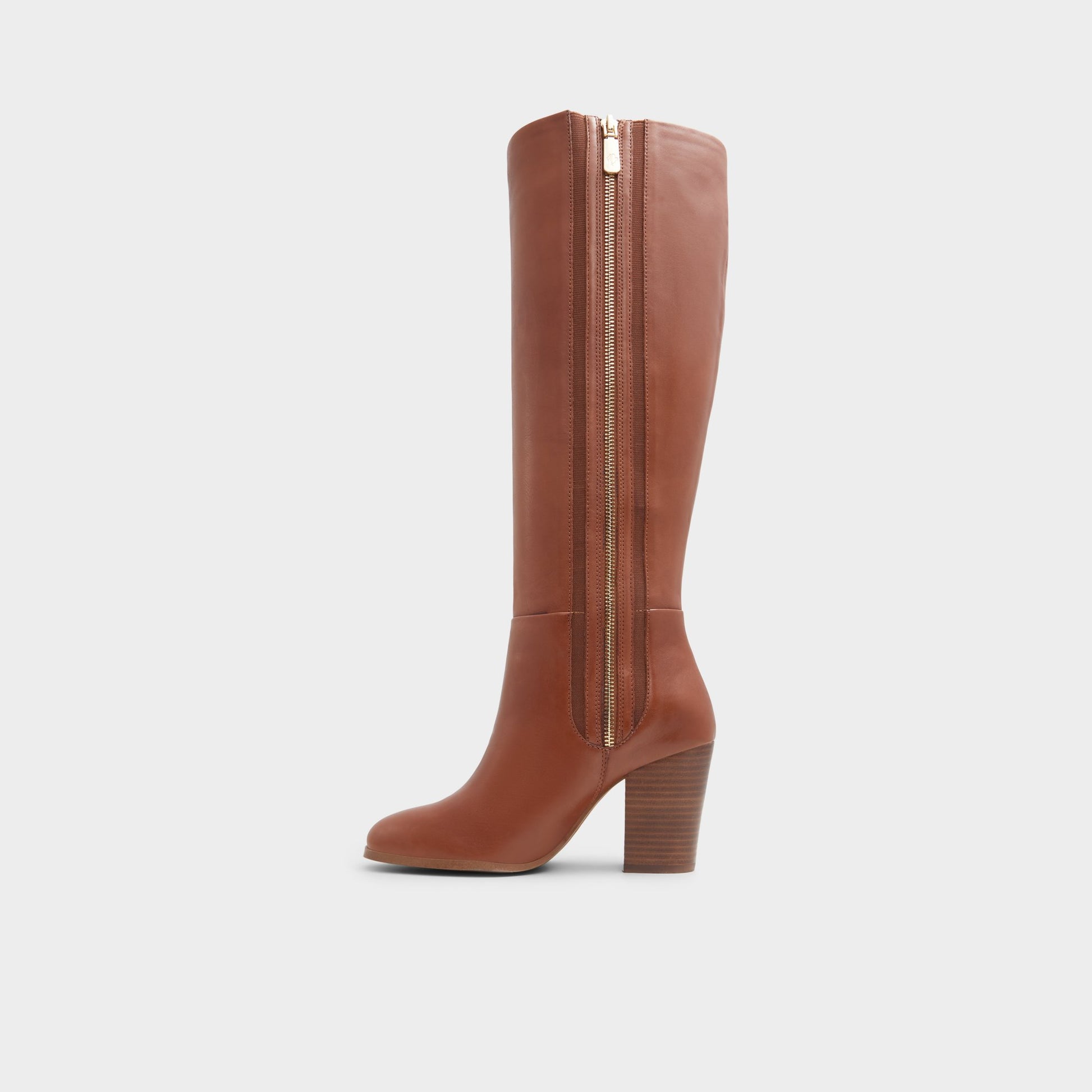 Side view of Cognac Belide Knee-high boot