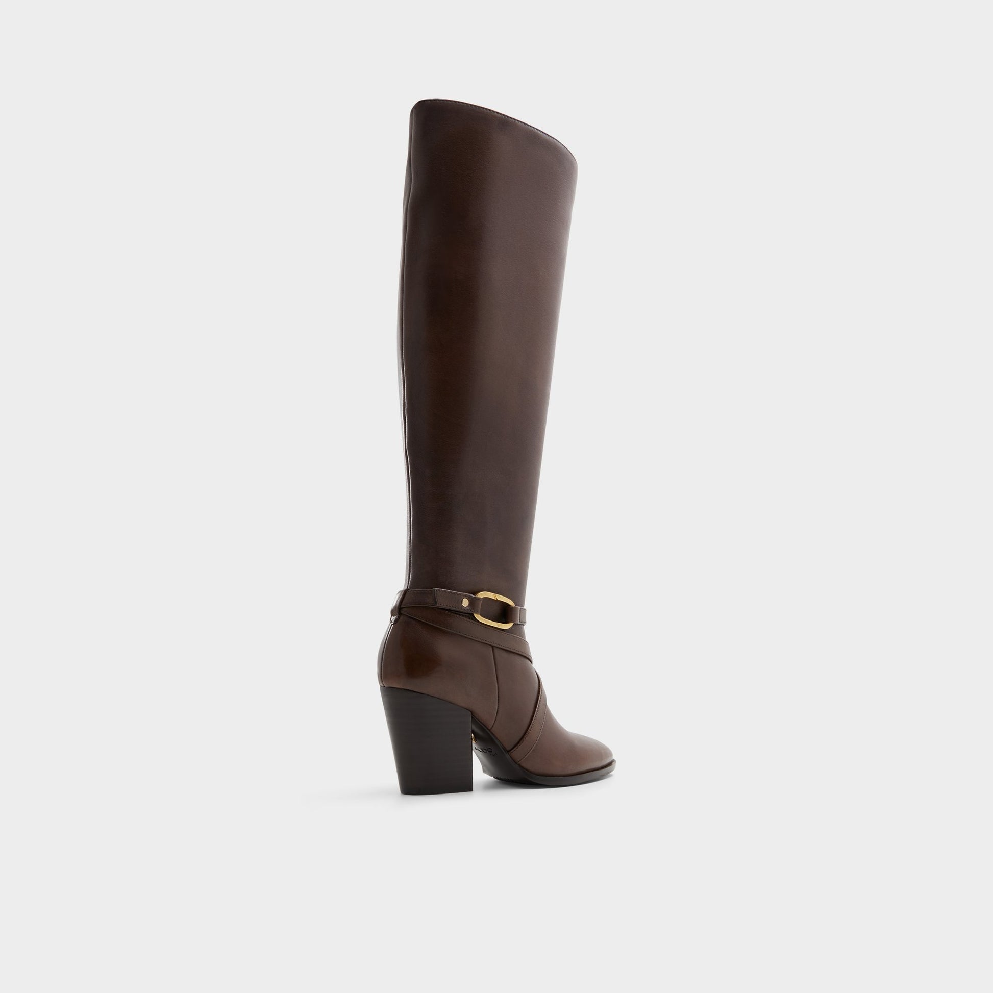 Three-quarter angle of Dark Brown Adworeweth Knee-high boot's back side