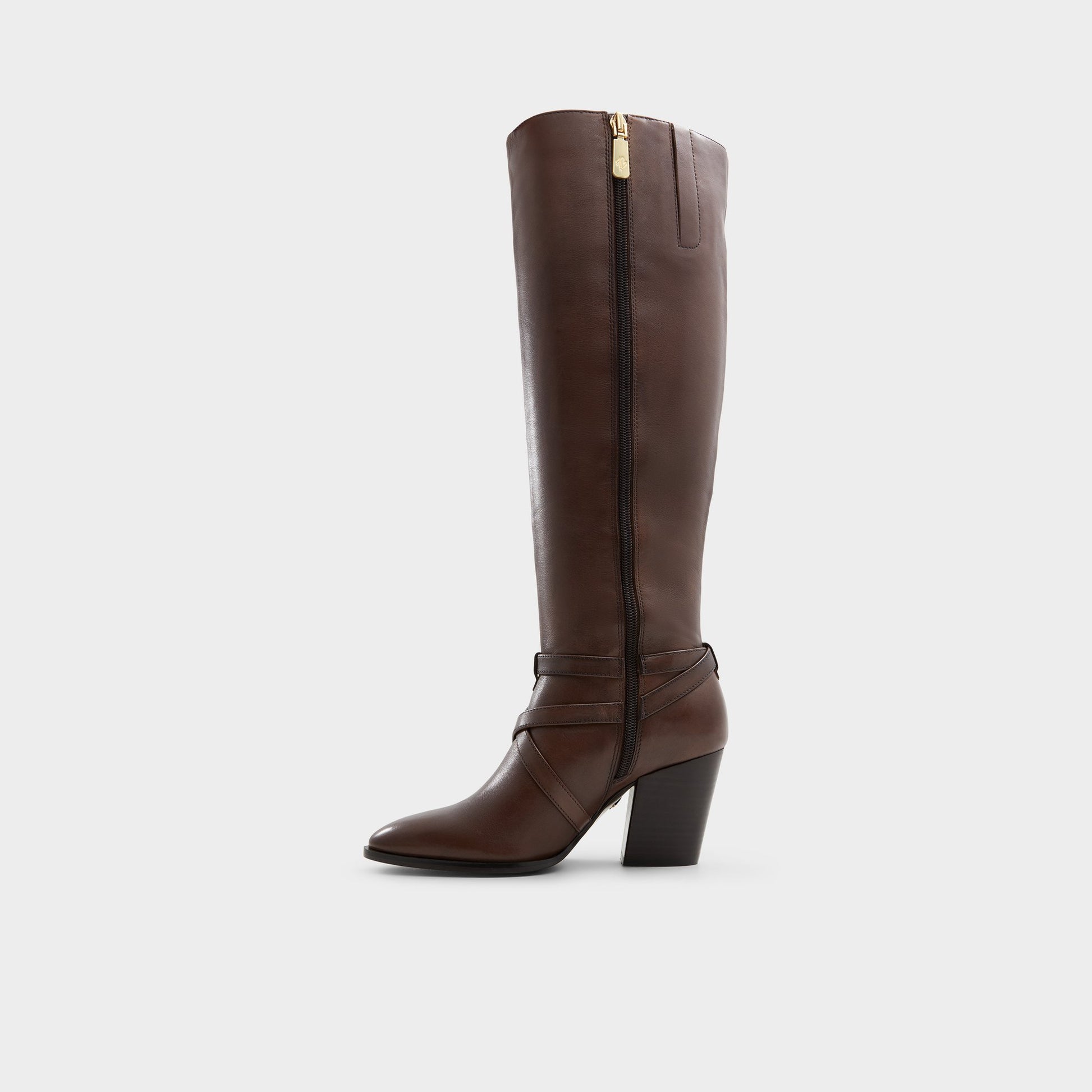 Side view of Dark Brown Adworeweth Knee-high boot