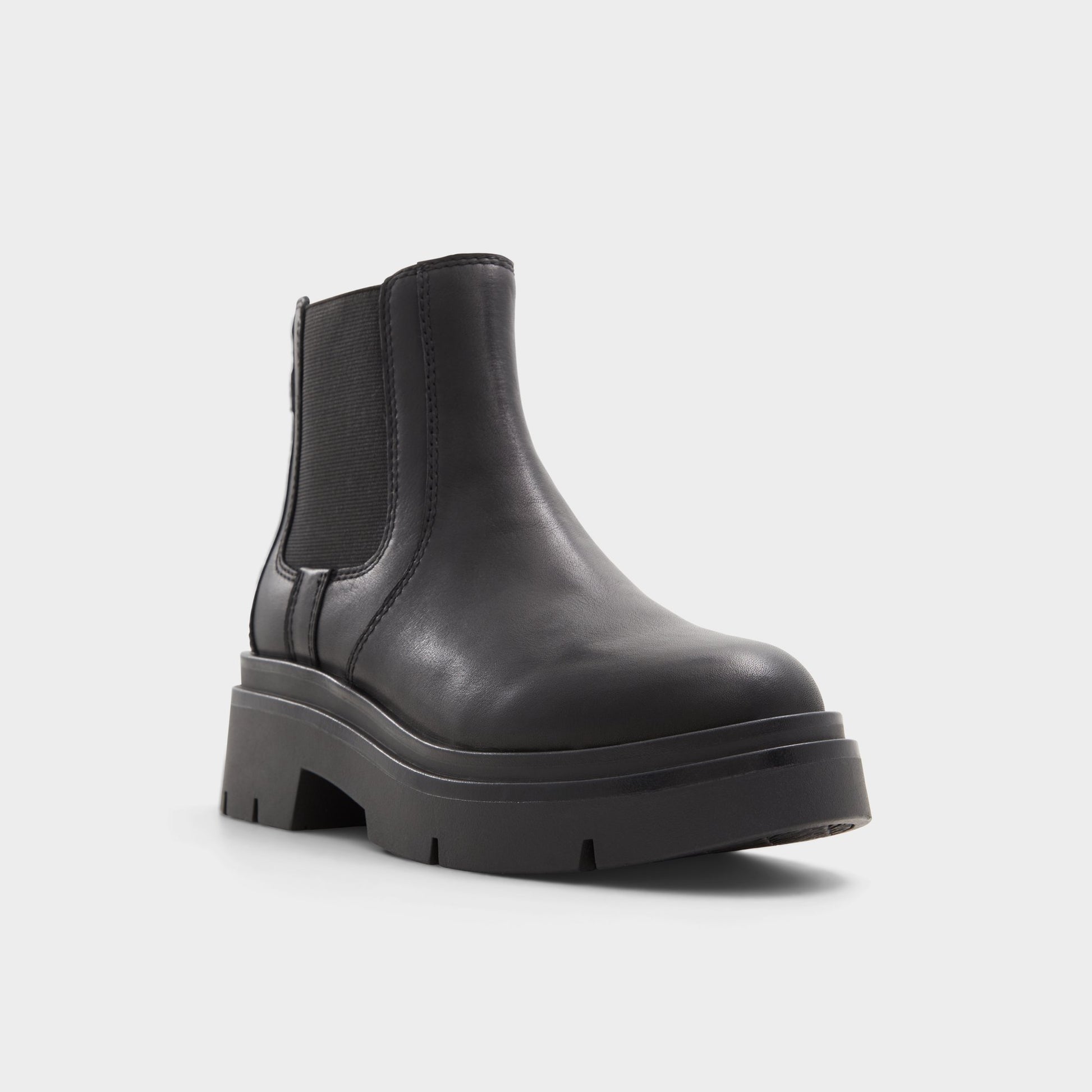 Three-quarter angle of Black Snowella Ankle boot's front side