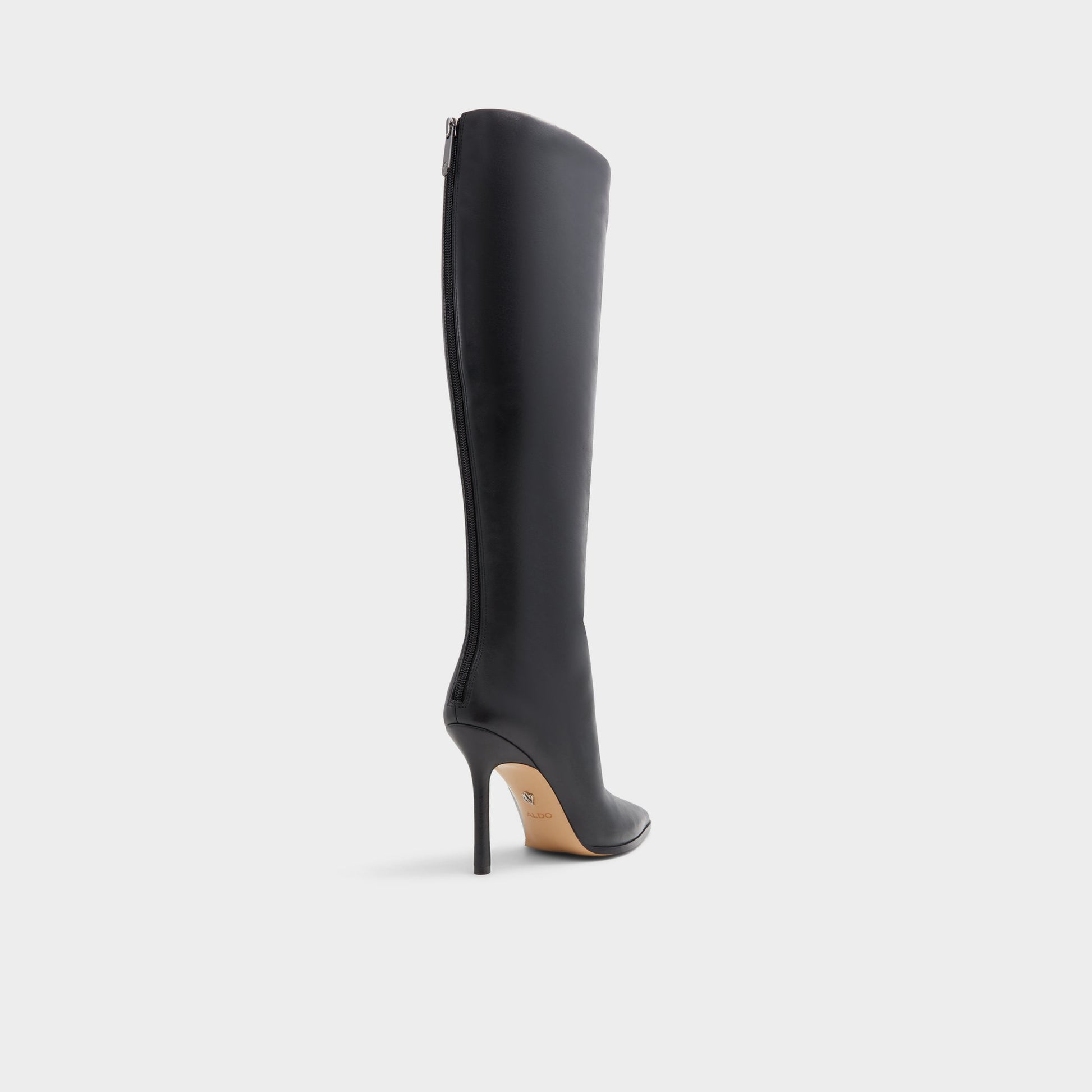 Three-quarter angle of Black Maybellie Knee-high boot's back side