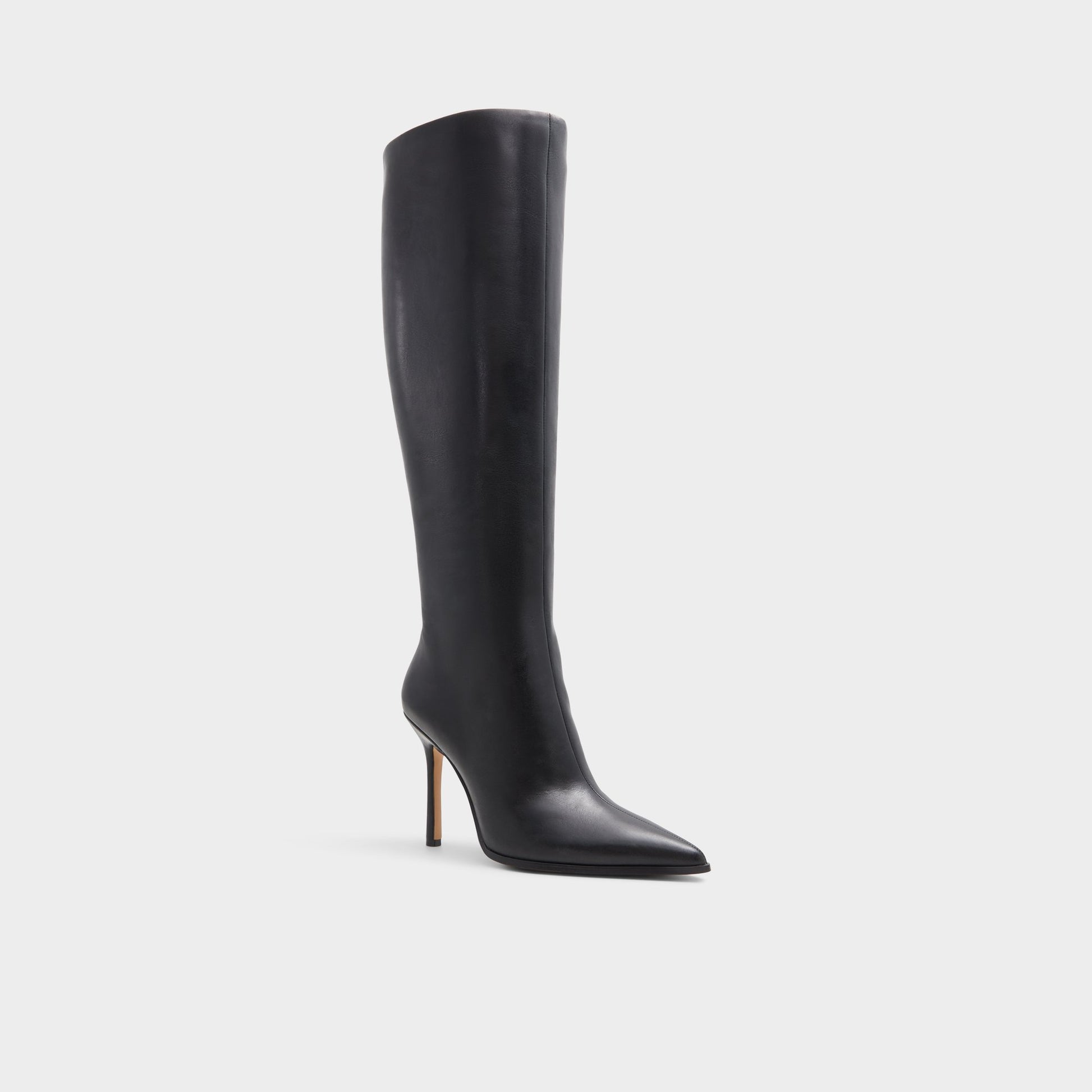 Three-quarter angle of Black Maybellie Knee-high boot's front side