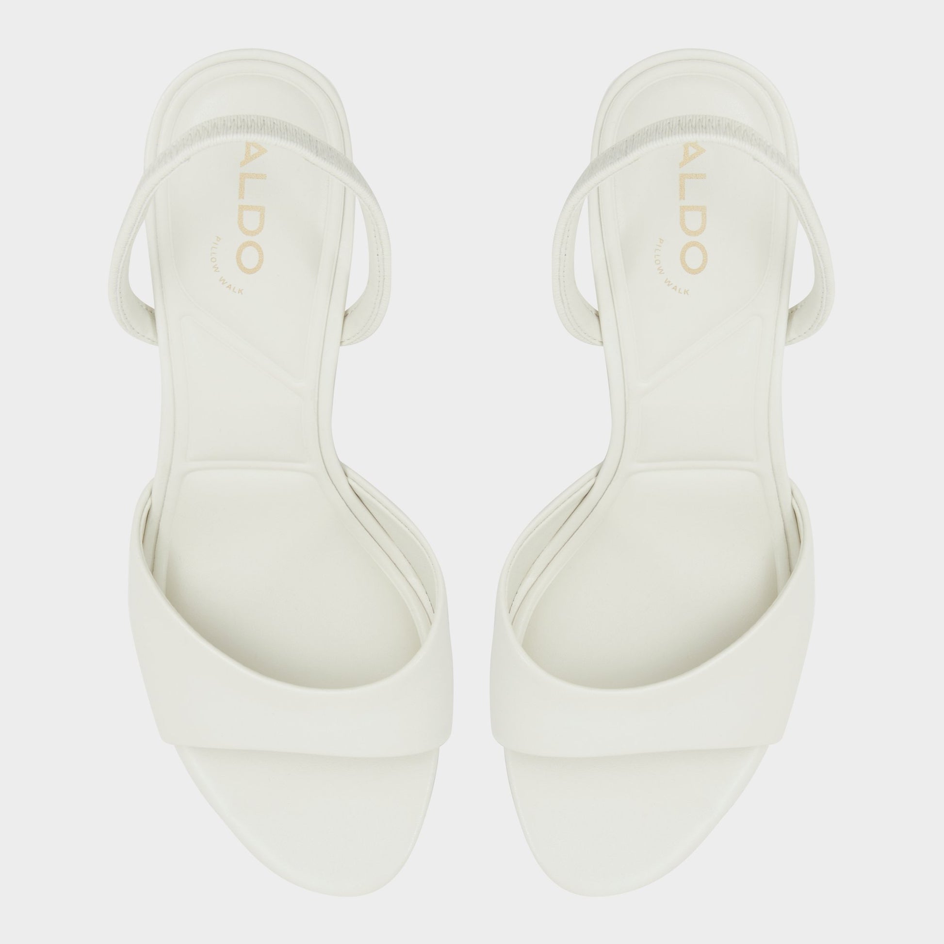 Top-down view of the White/Bone Aitana Slingback heeled sandal