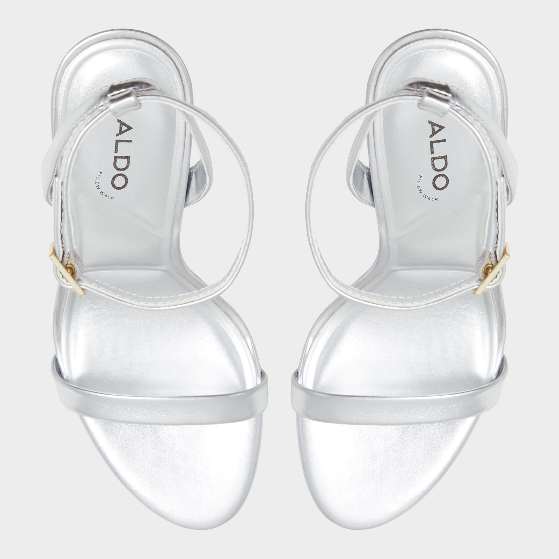 Top-down view of the Silver Maristou Strappy heeled sandal