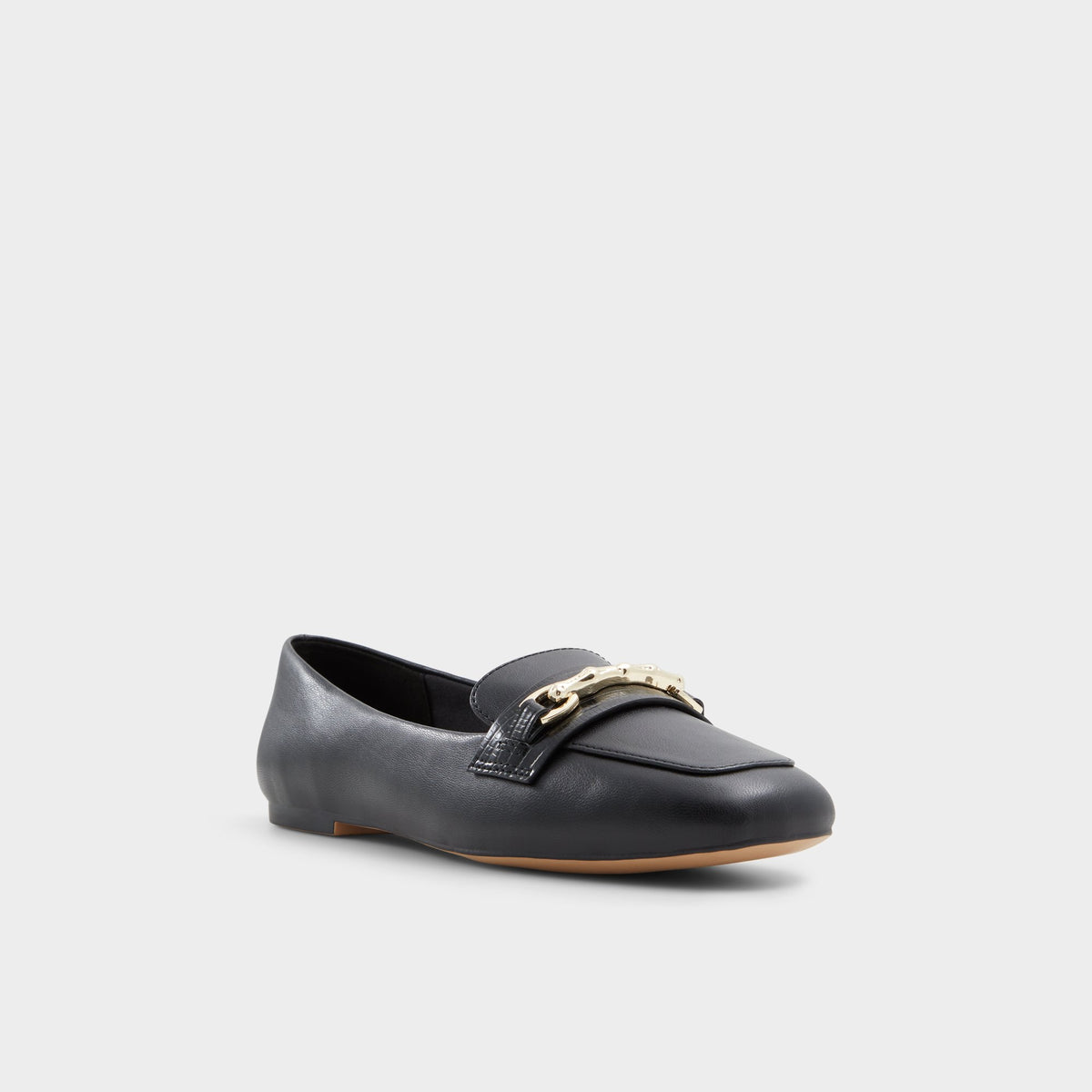 Three-quarter angle of Black Hoha Loafer's front side