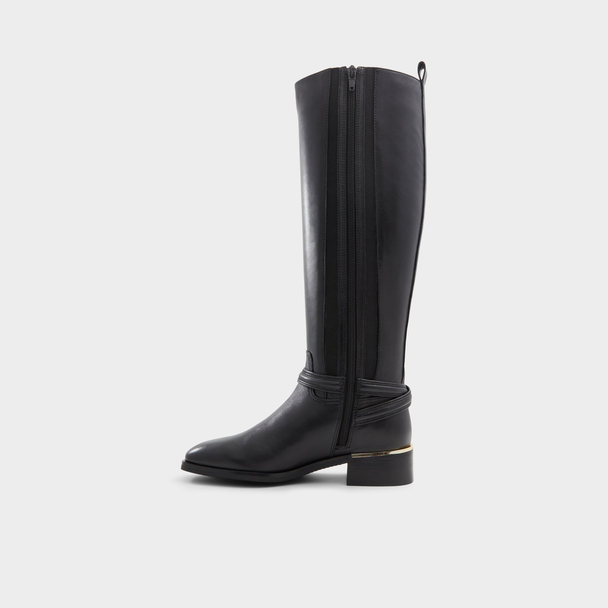 Side view of Black Ocynwan Riding boot