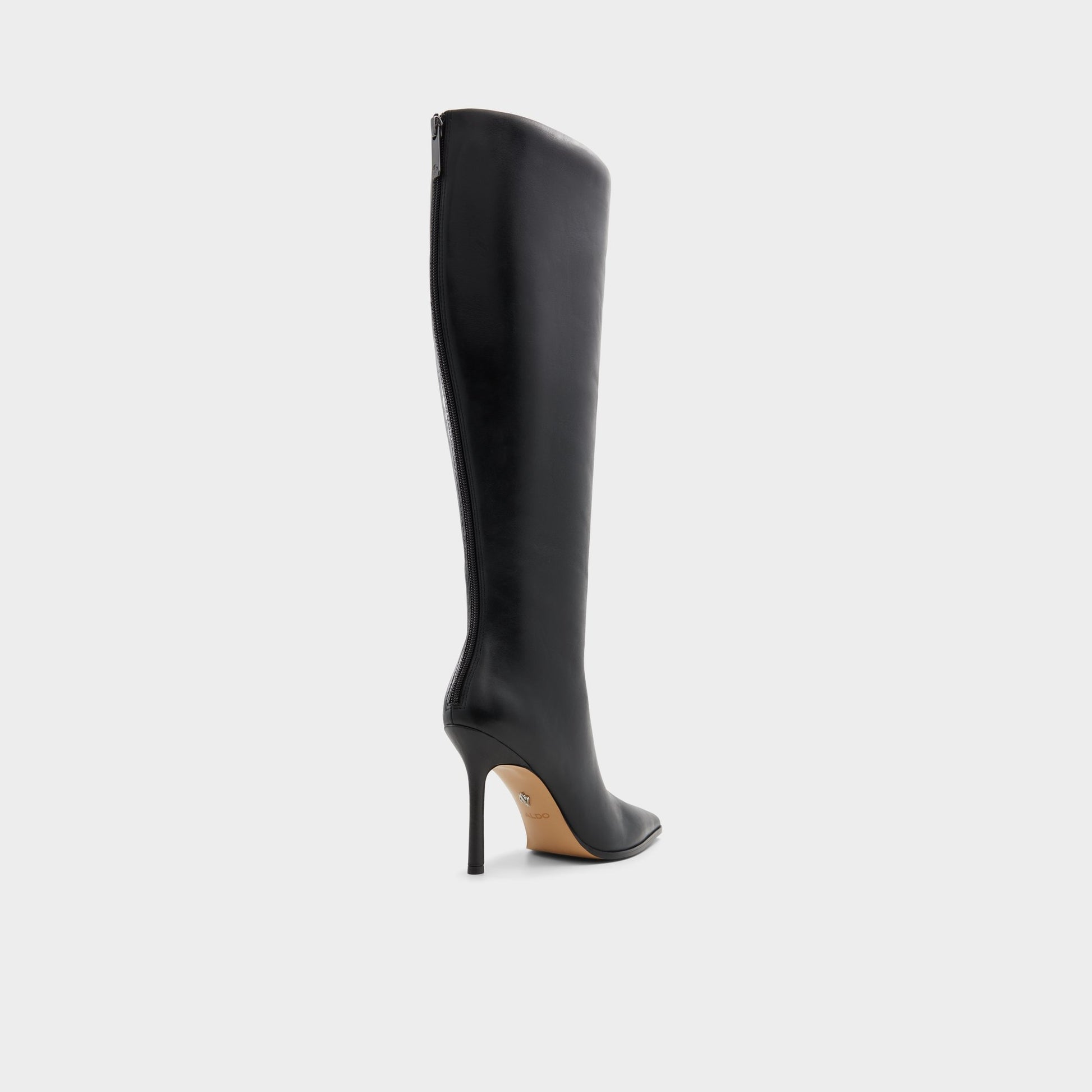 Three-quarter angle of Black Maybellie-wc Knee-high boot's back side