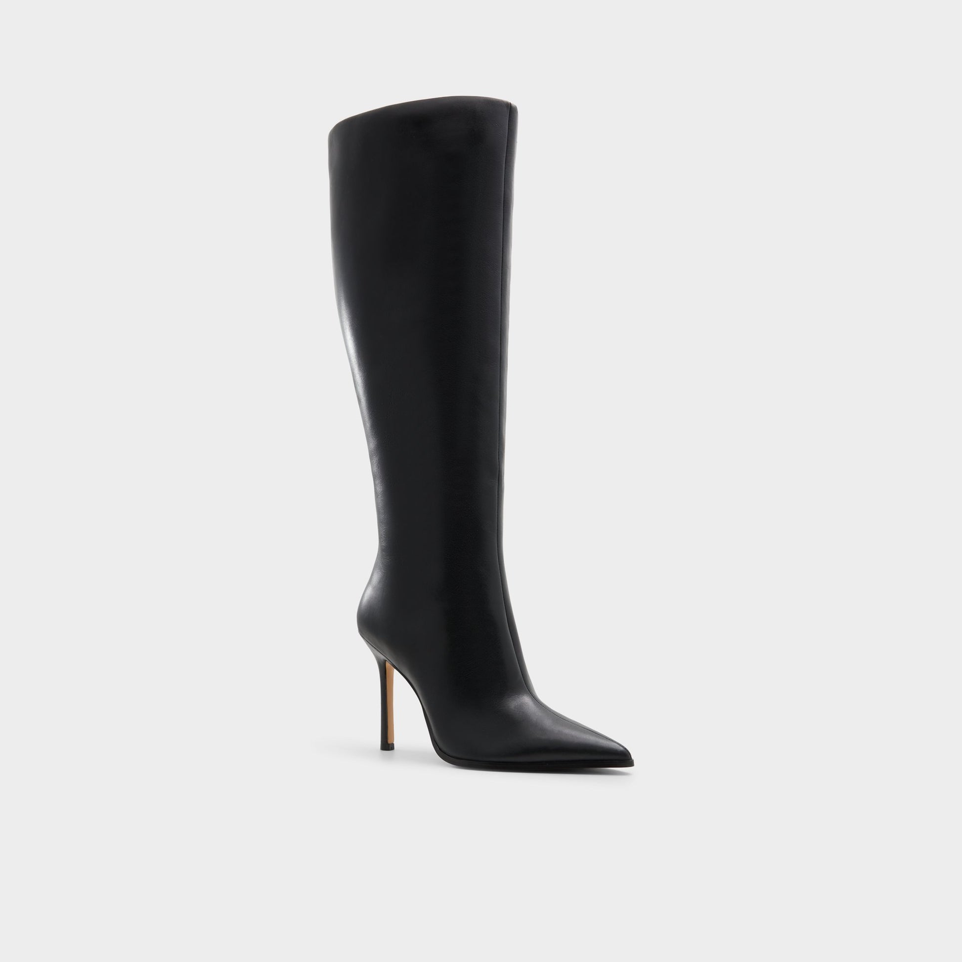 Three-quarter angle of Black Maybellie-wc Knee-high boot's front side