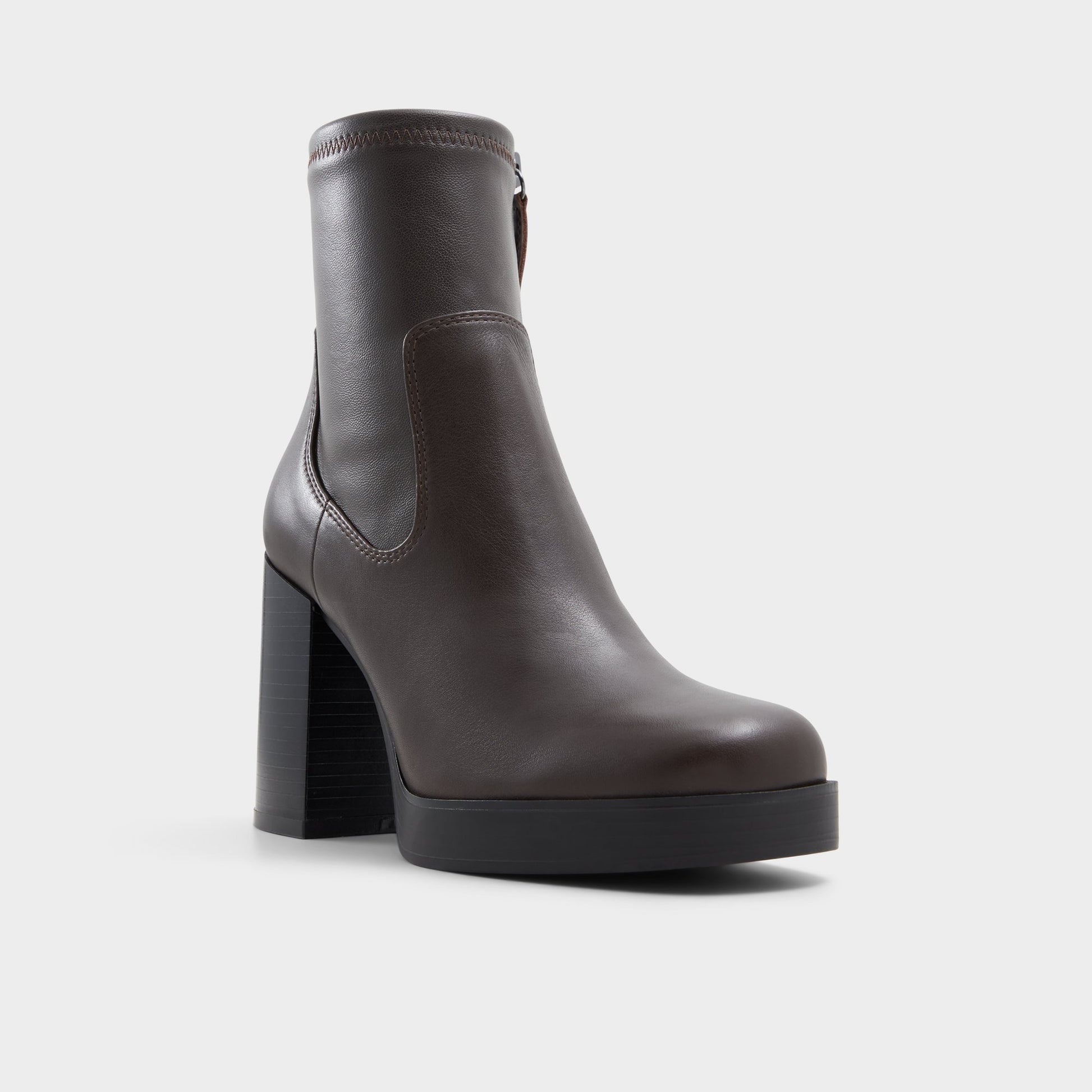 Three-quarter angle of Dark Brown Seraphica Ankle boot's front side