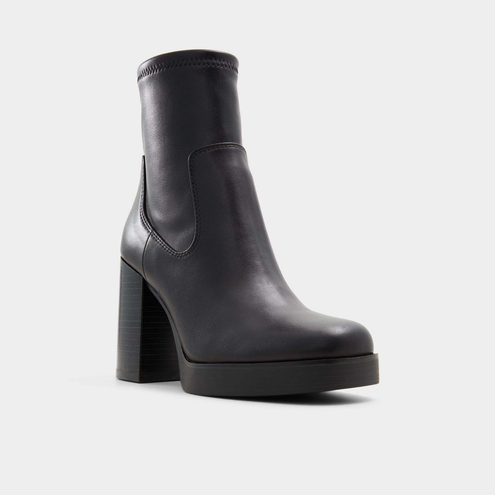 Three-quarter angle of Black Seraphica Ankle boot's front side