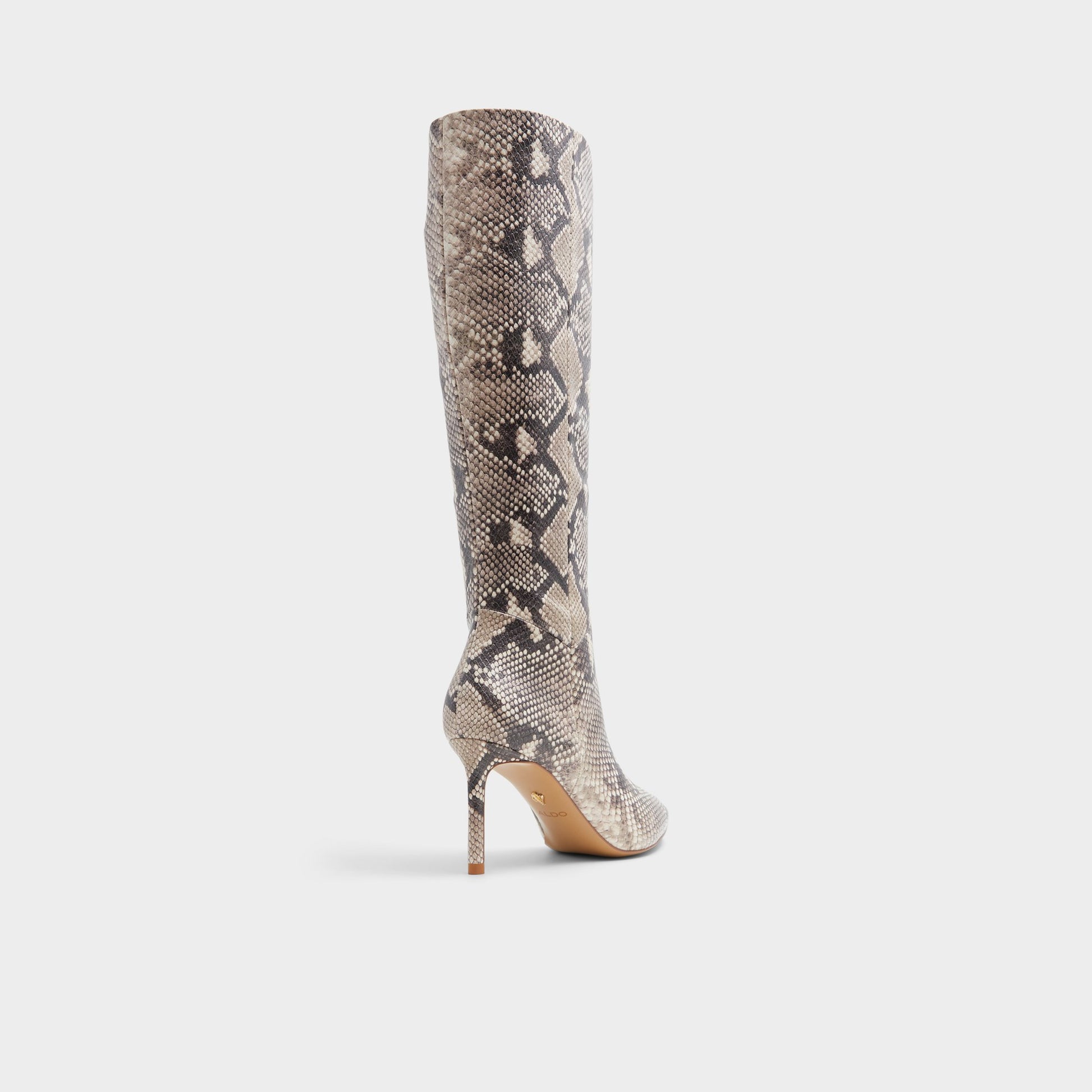 Three-quarter angle of Beige Overflow Laroche Knee-high boot's back side
