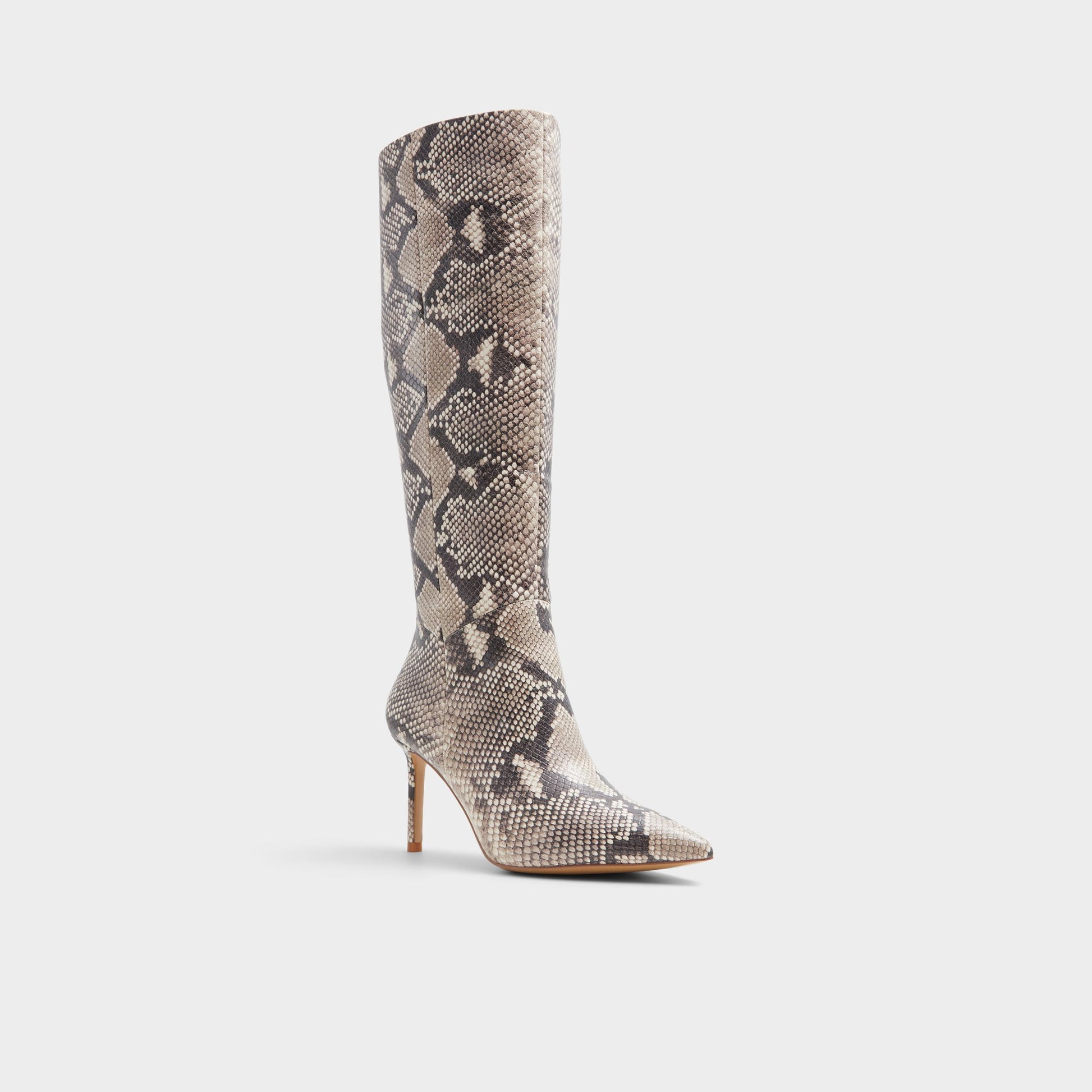 Three-quarter angle of Beige Overflow Laroche Knee-high boot's front side