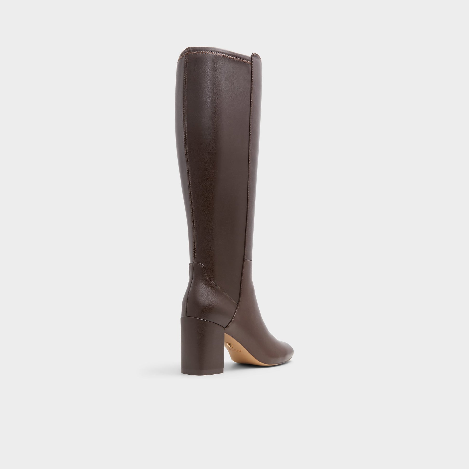 Three-quarter angle of Brown Overflow Satori-wc Knee-high boot's back side