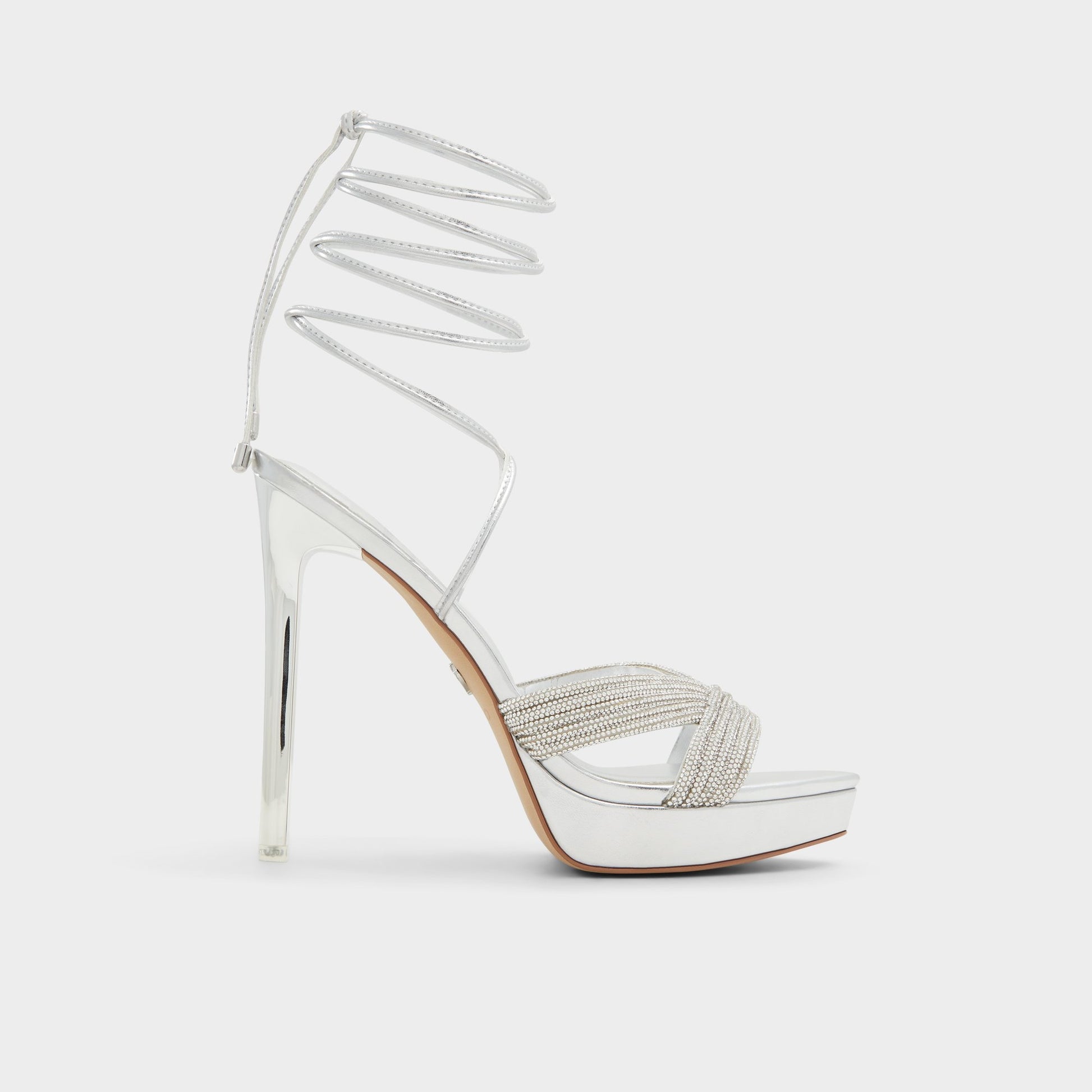 Main View of Silver Vivyana Strappy heeled sandal for Womens