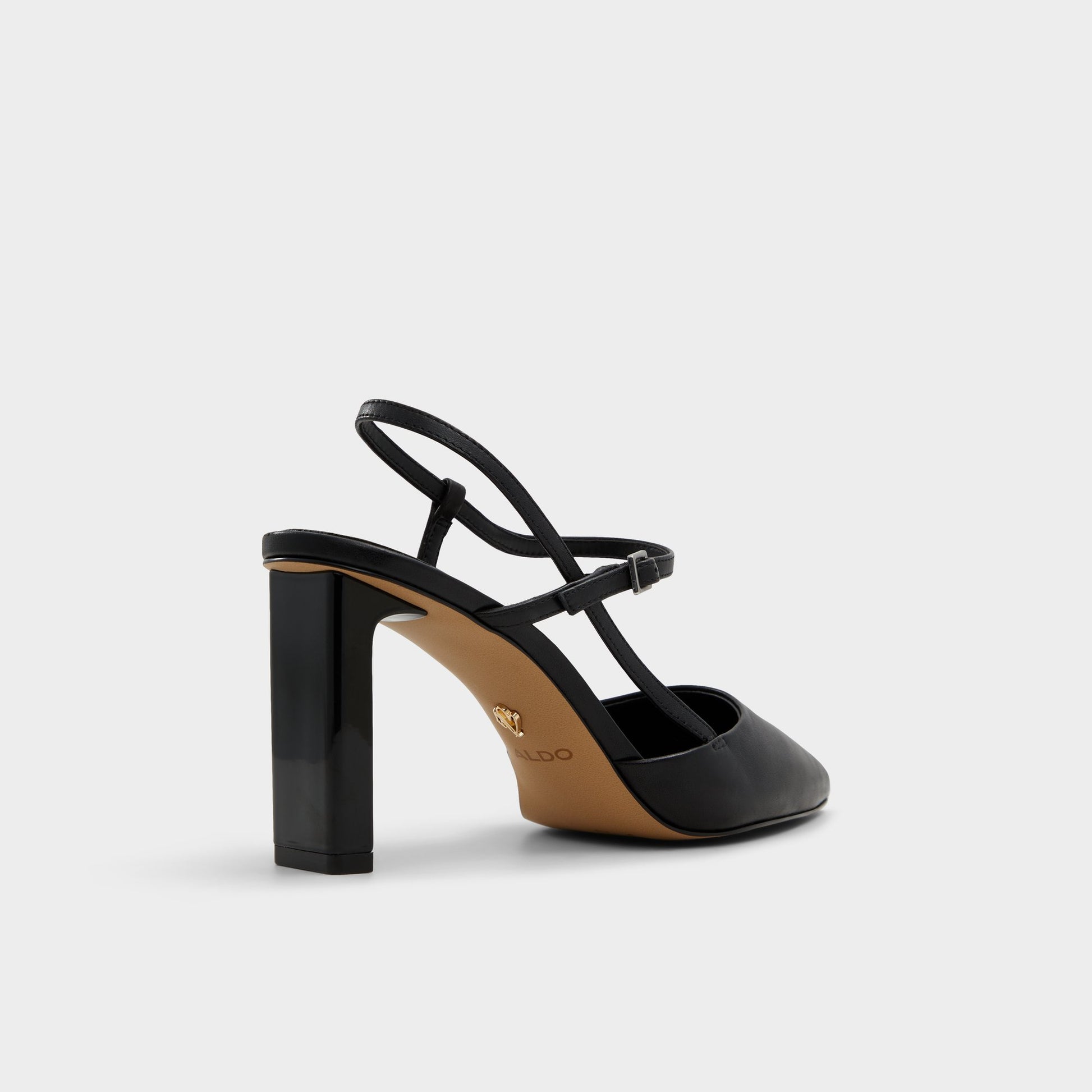 Three-quarter angle of Black Darabriver Slingback pump's back side